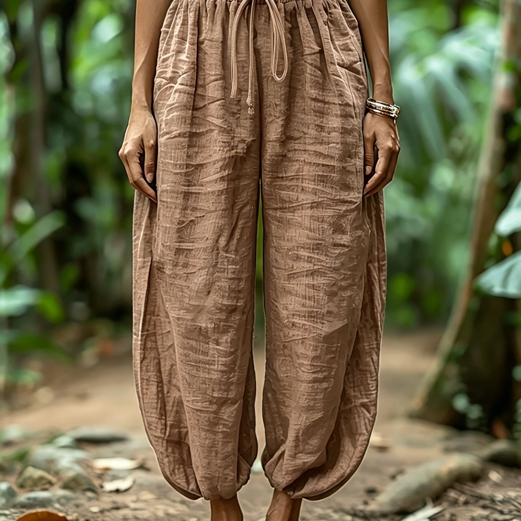 TEMU Women's Loose Harem Pants, Elastic Waist Drawstring Casual Pants, Lightweight, Breathable, Comfy Baggy Trousers With Side Pockets For Summer