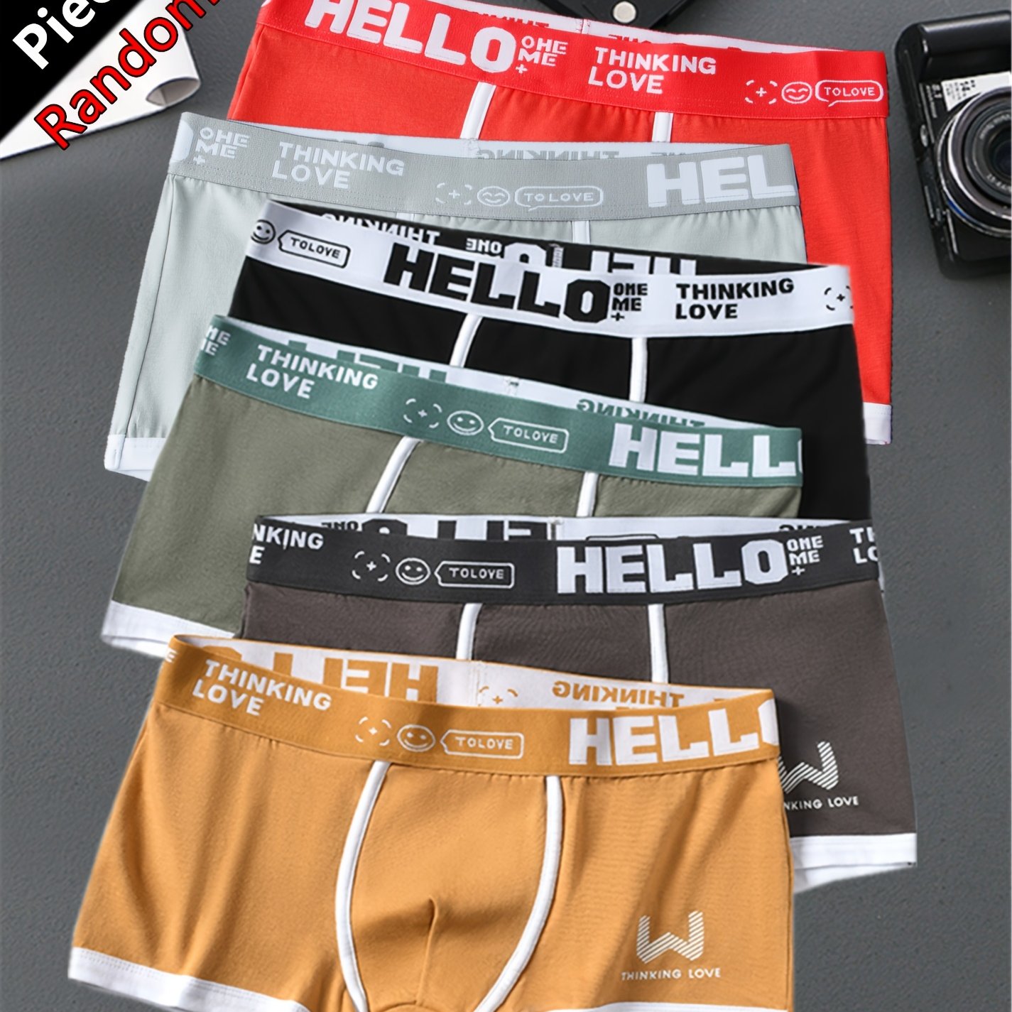6-pc Random Color Men's Casual Boxer Briefs Letter Aluo Pants Sports Shorts