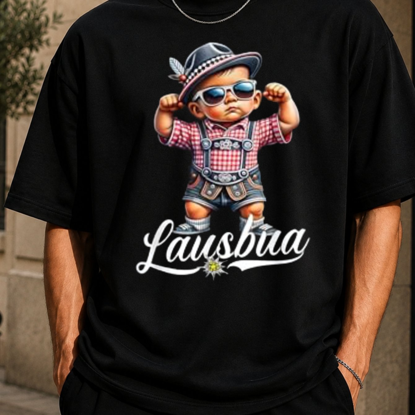 Men's T-shirts T-shirt With Baby In Alpine Hat Accent And Cute Rascal Vibe