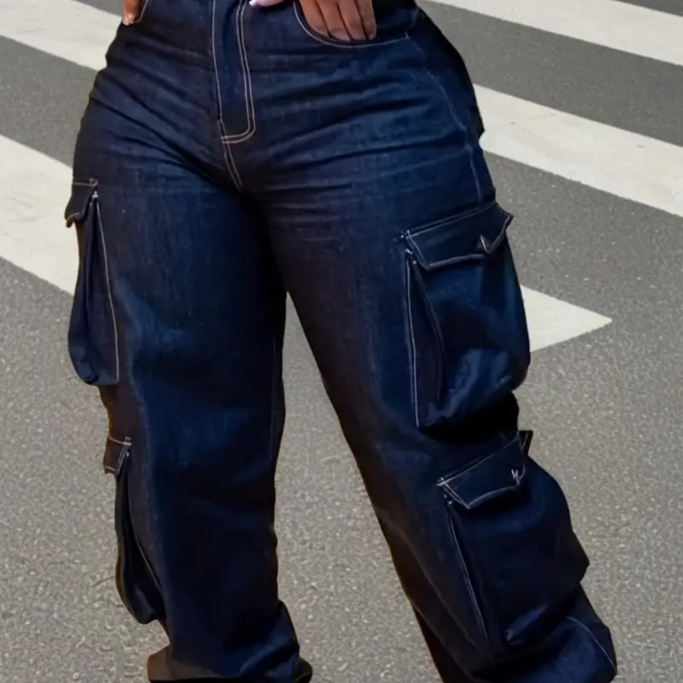 TEMU Women's Plus Size Stretch Jeans - High Waisted Work Pants With Stretchy Non-see-through Fabric, Built- Zipper Closure & No Belt Loops - Office,