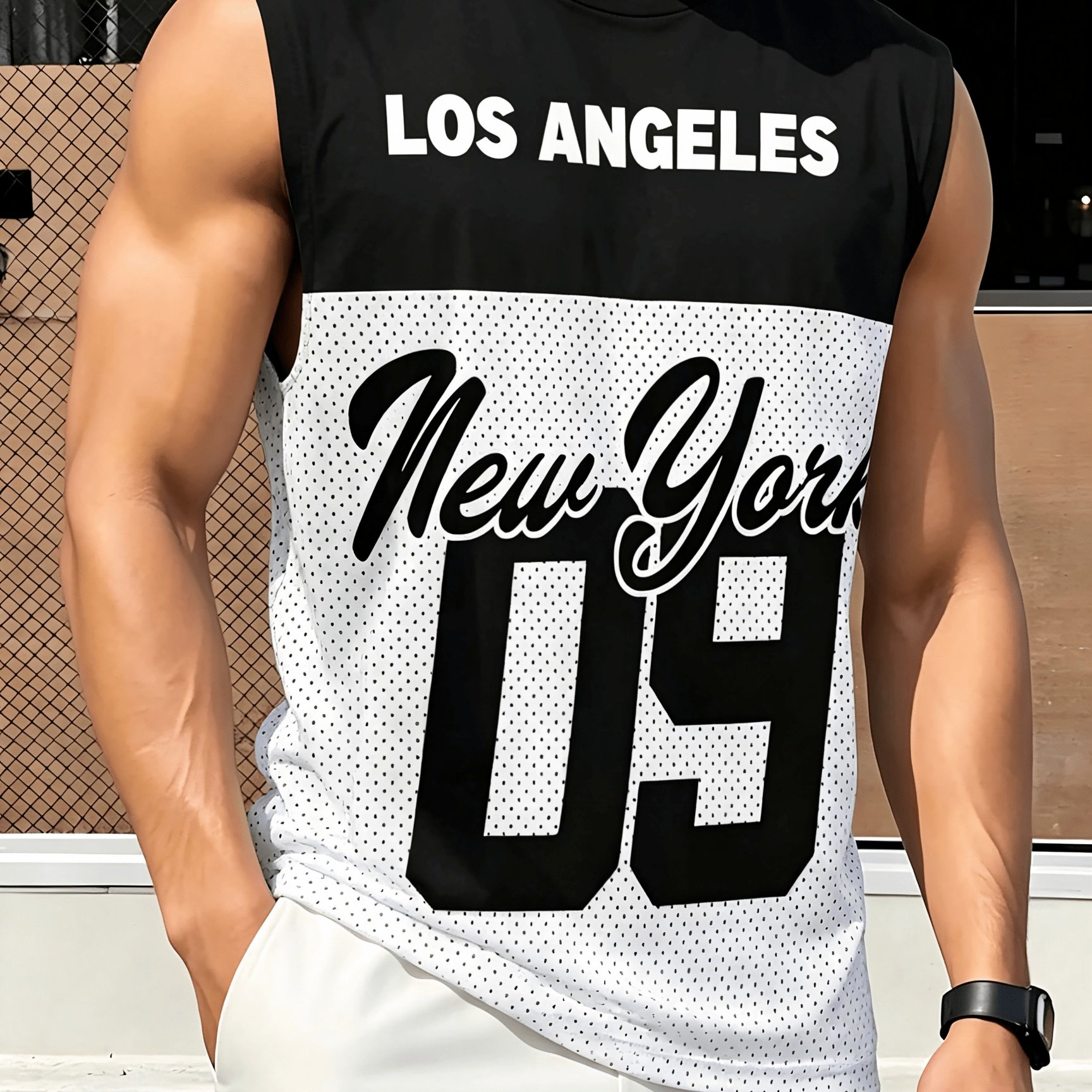 TEMU Men's Tank Top, 3d Printed With Trendy Element Pattern, Casual Wear, Ideal For Summer Outdoor Sports And Beach Vacation