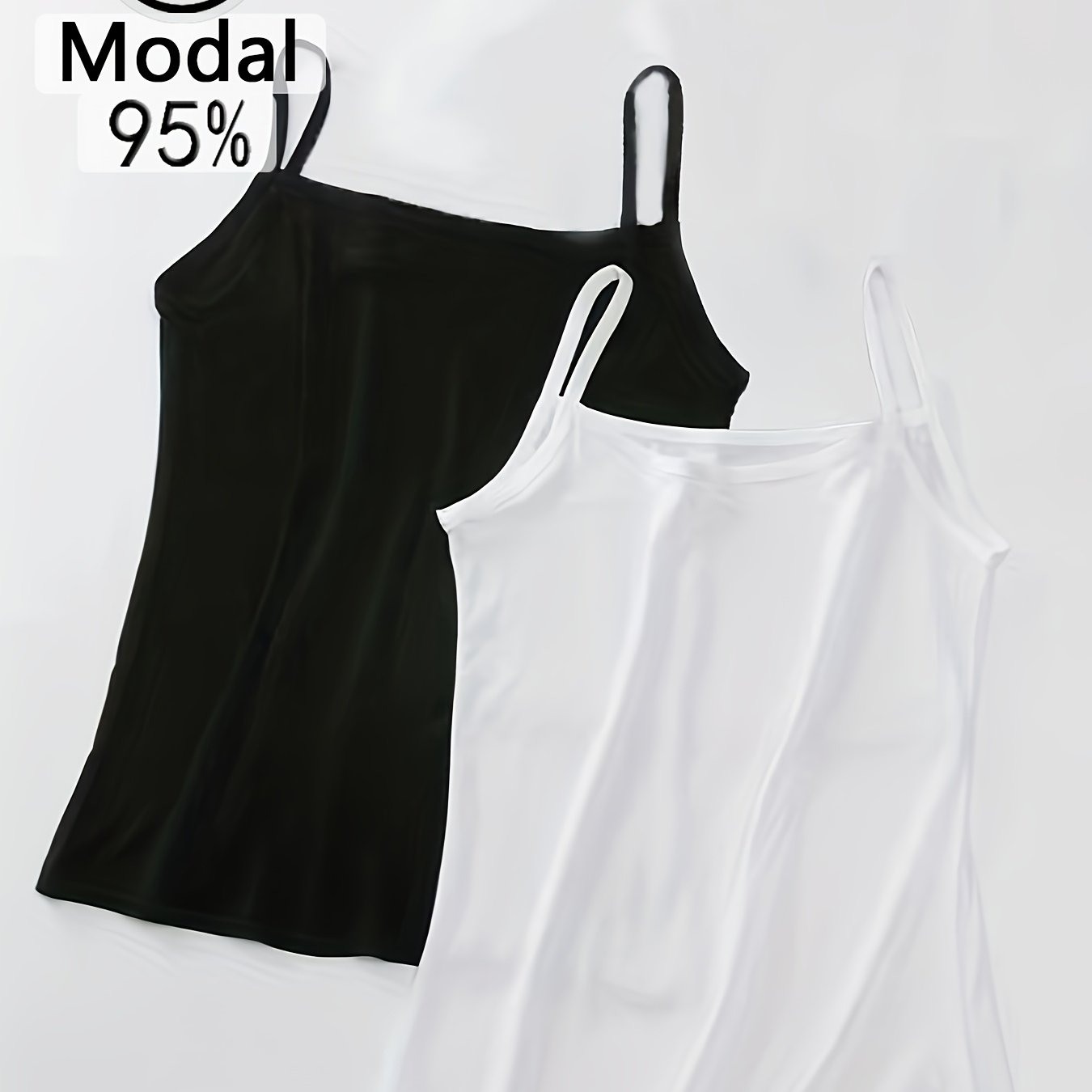 2pcs Modal Solid Camisole, Strapless Casual Women's Underwear, 95% Modal 5% Elastane, 180g/㎡ Knit Fabric
