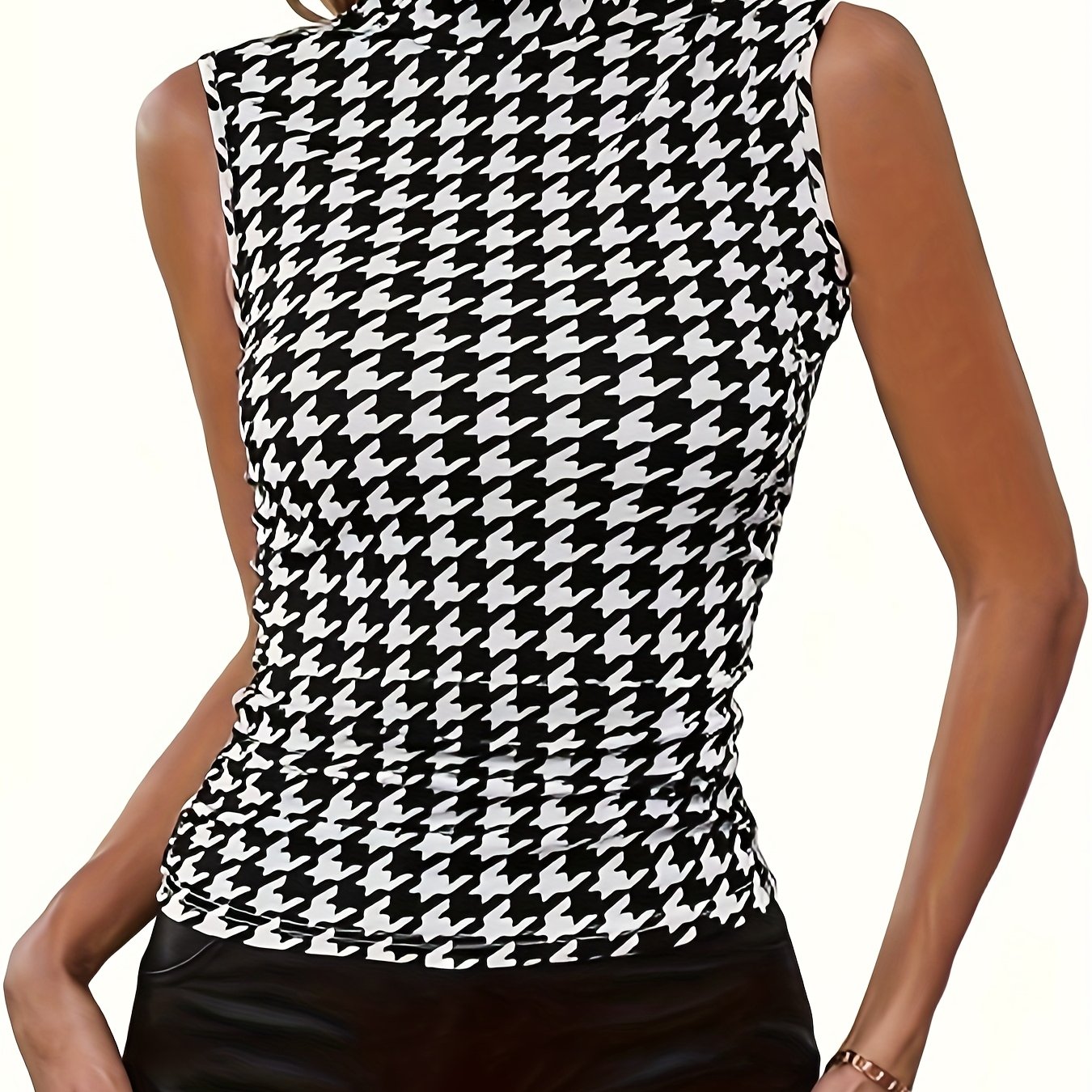 TEMU Women's Print Mock Neck Tank Top Sleeveless Fitted Vest