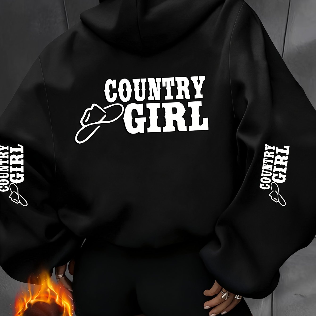 TEMU Women's Elegant Casual Fashion Sports Hooded Sweatshirt, "country " And Cowboy Hat Personalized And Interesting Print Pattern, Elegant Casual ,