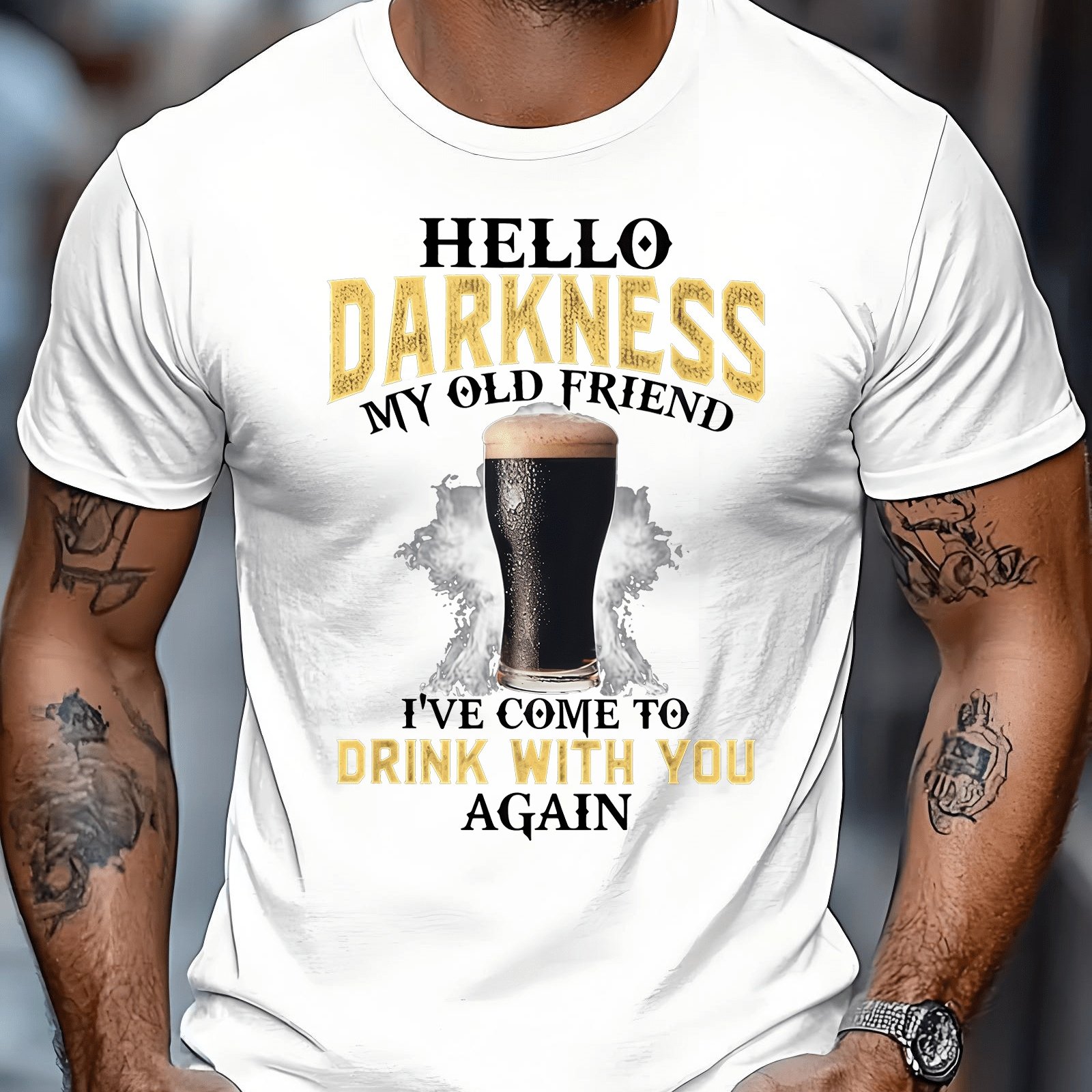 TEMU Men's Irish Beer T-shirt With "hello " Print & Irish - Vintage Design Short Sleeve Shirt Suitable For Pubs, Parties, Casual Wear, Machine