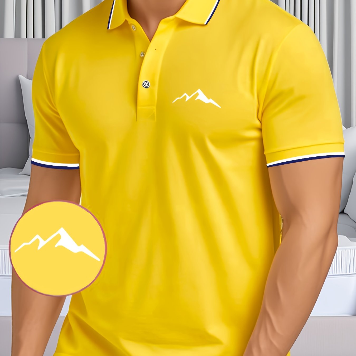 E-shop Modisches, atmungsaktives Sommer-Poloshirt mit einem "Hot Mountain"-Print, geeignet für Business Casual und komfortables Tennis-Training. Auch