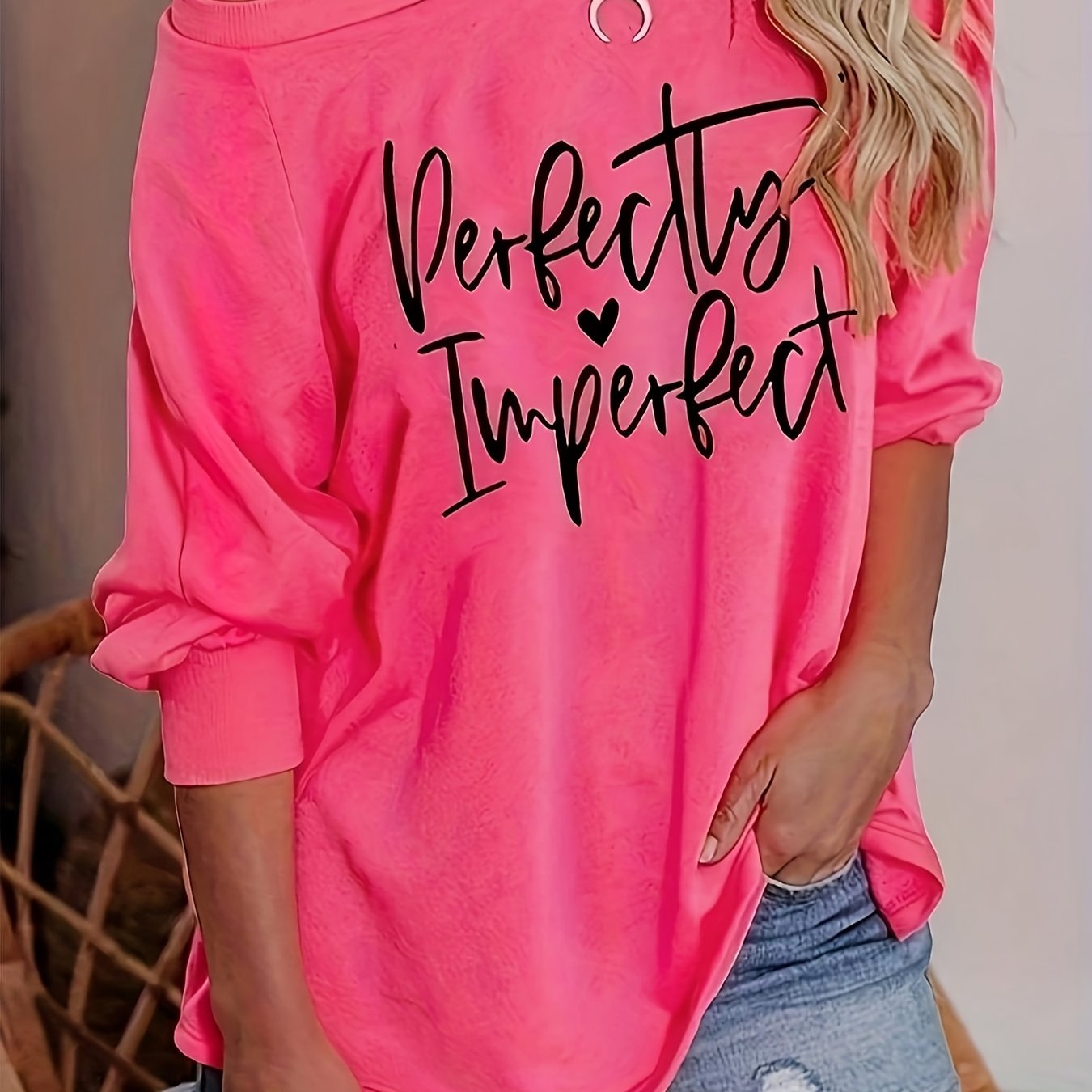 Letter Print Off-shoulder T-shirt