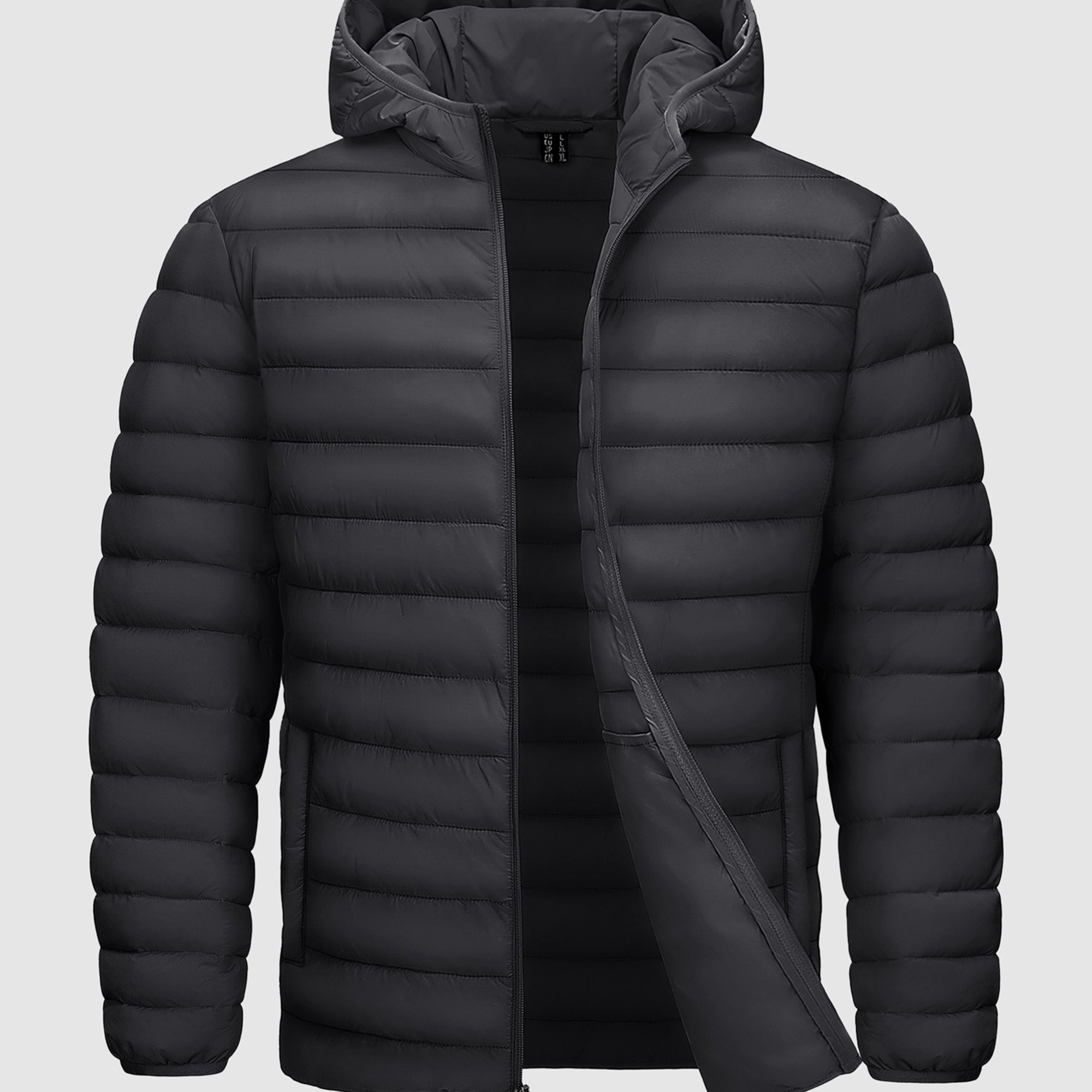 Image of Men's Lightweight Jackets Hooded Warm Winter Coat Outdoor Traveling Cycling Hiking Fishing Camping Daily Wear Padded Jackets Insulated Jacket