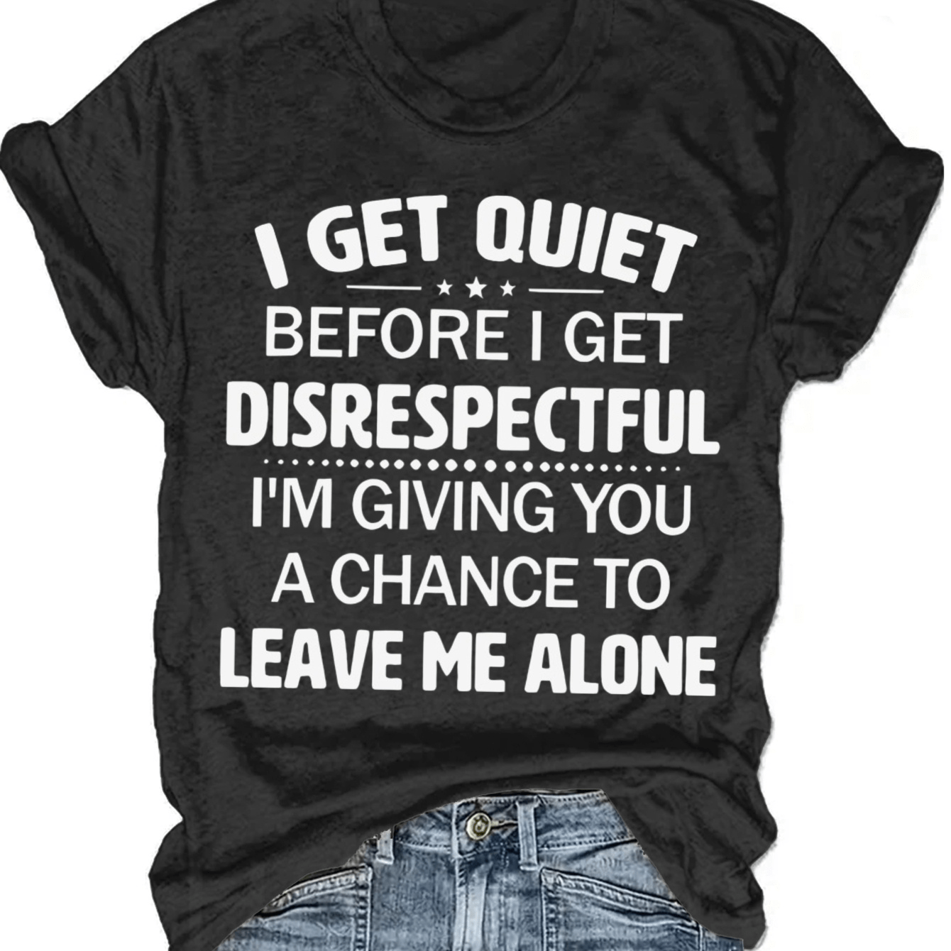 TEMU Plus Size - Plus Size - Plus-size Statement 'i Get Quiet Before I Get Disrespectful' Edgy Design For Strong Perfect For Casual Outfits And Style