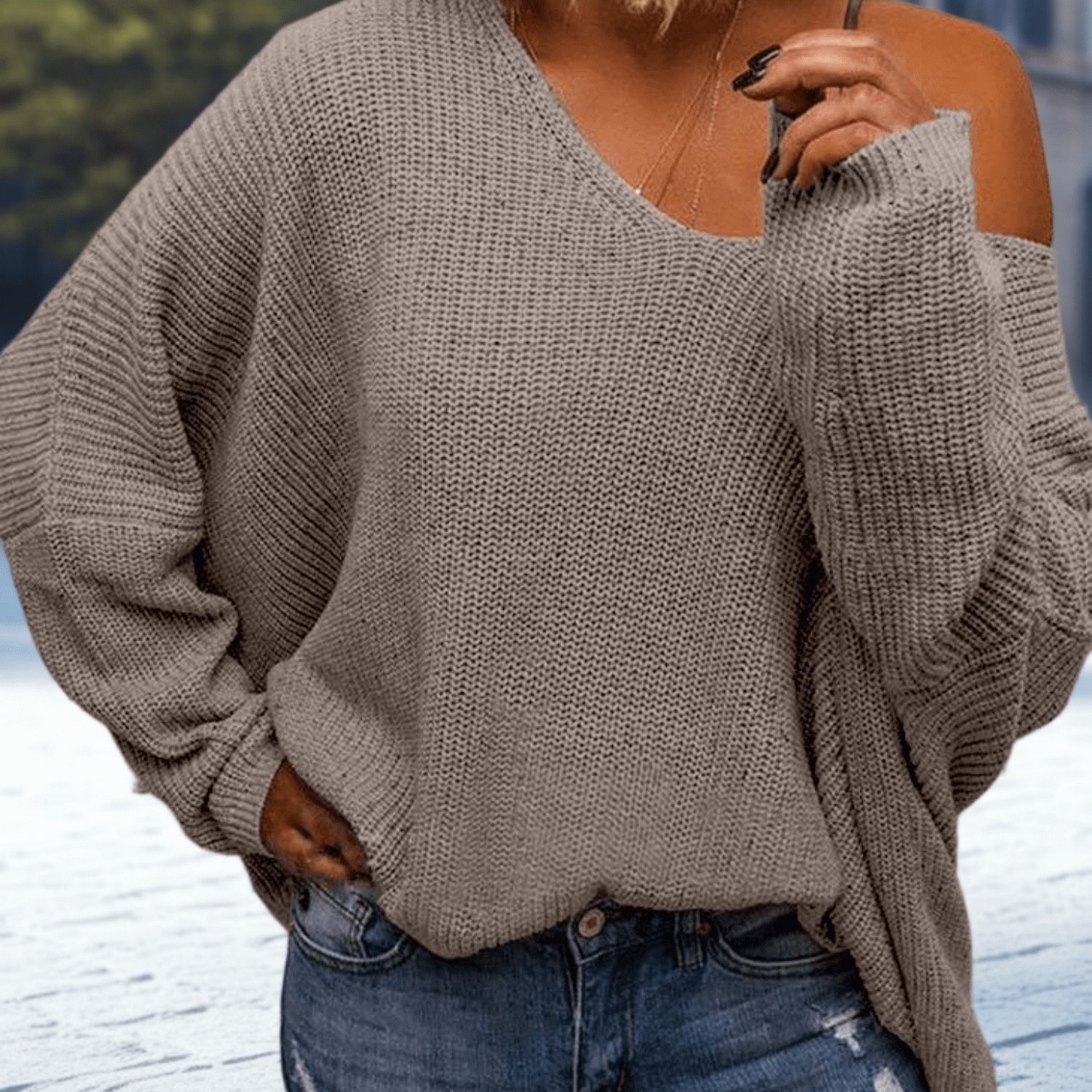 Image of Women's Oversized Sweater - Soft Long Sleeve Blouse, Loose -season Top, Machine Washable Solid Color Sweaters For Casual & Office Wear (,, Navy) - Cozy Layering Piece For Jeans/dresses - & Durable)