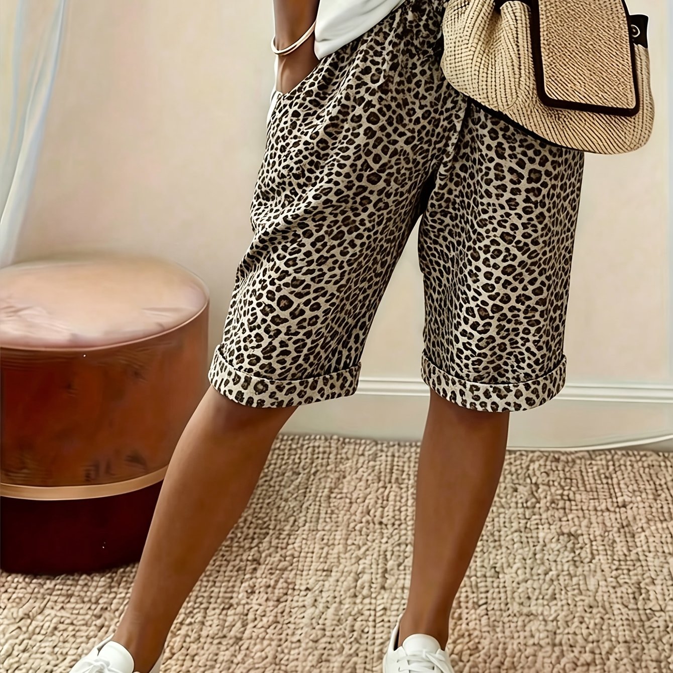 TEMU Women's Leopard Loose Shorts