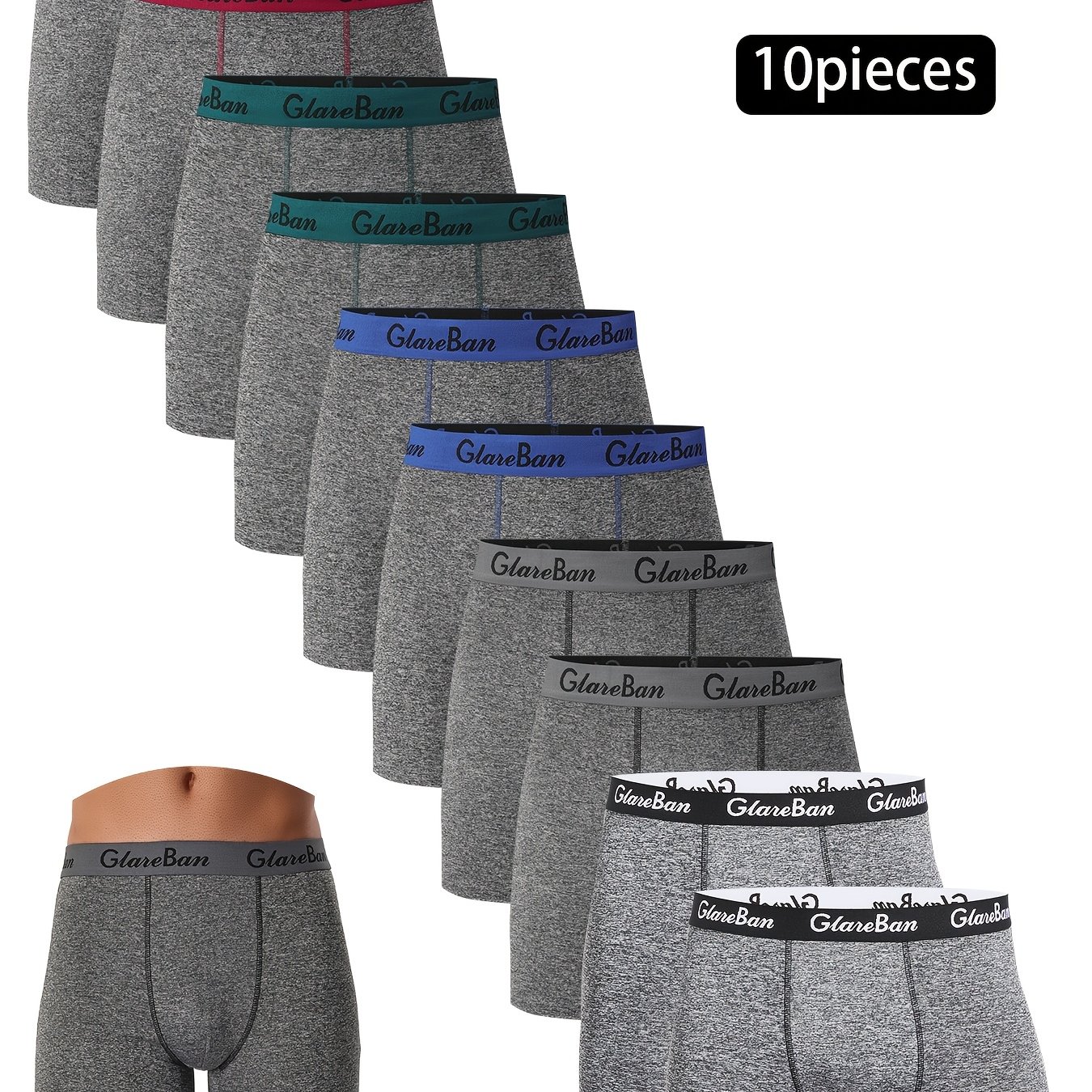 Image of 10pcs Mid-length Boxer Shorts Men New Underwear Men's Underpants For Men Comfortable Men's Boxershorts