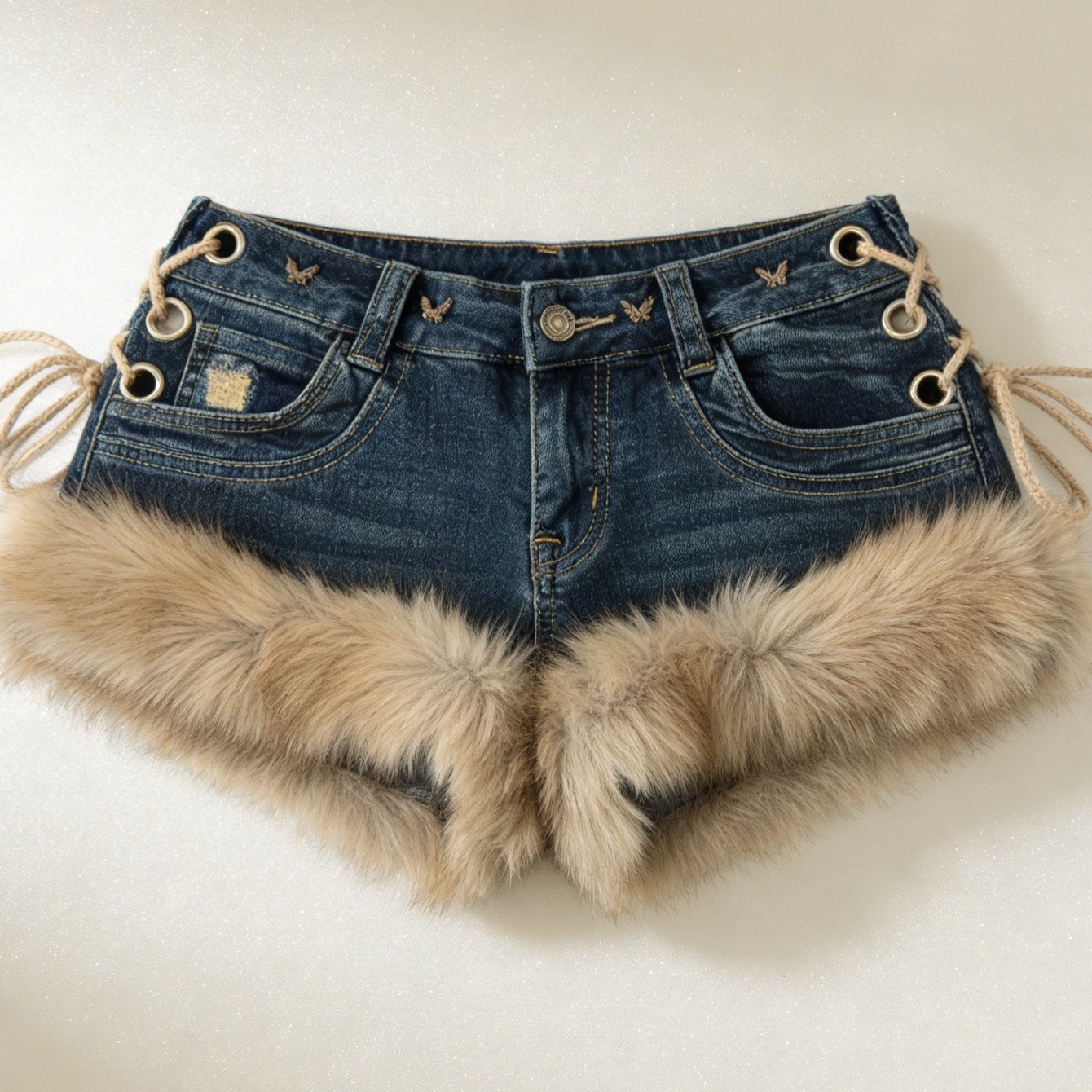TEMU 2026 New Y2k Spicy Jeans, Street Fuzzy , Low Waist Hot Pants, Trendy For Autumn Winter Wear