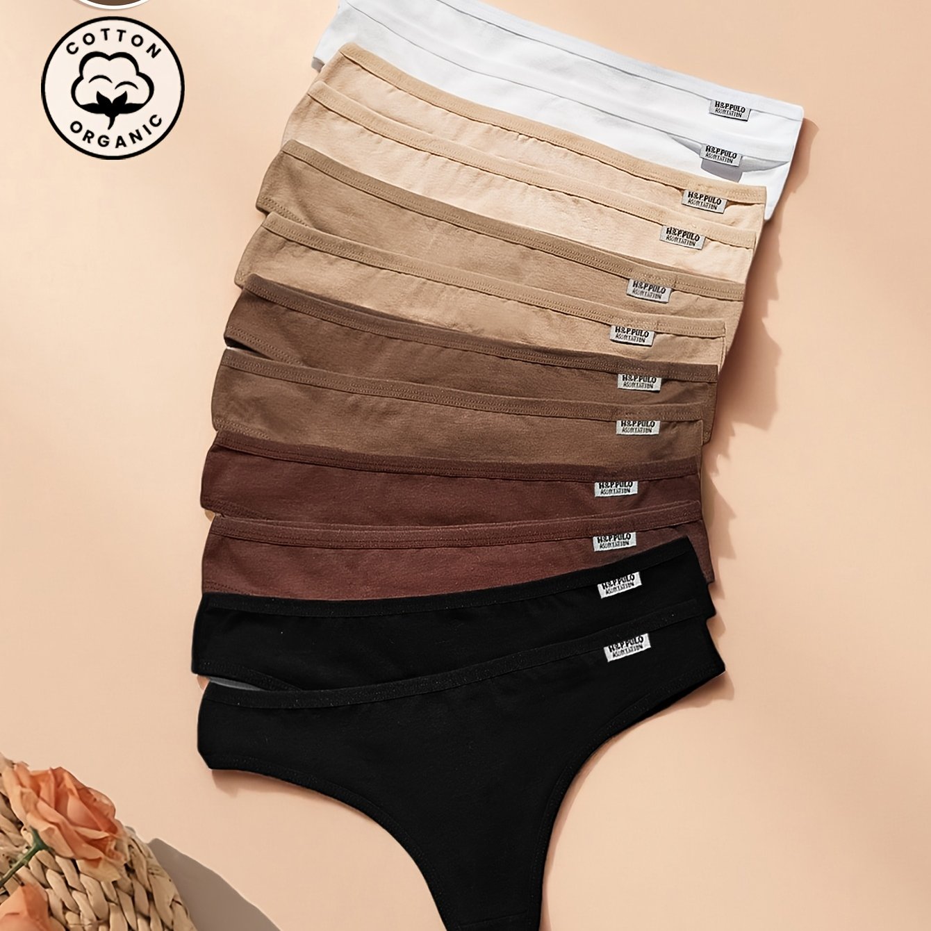 Image of 12-pack Women's Low-waist Briefs, Solid Panties, Simple Basic Underwear With Letter Detail Design, Comfortable Fabric, Women's Underwear And Panties