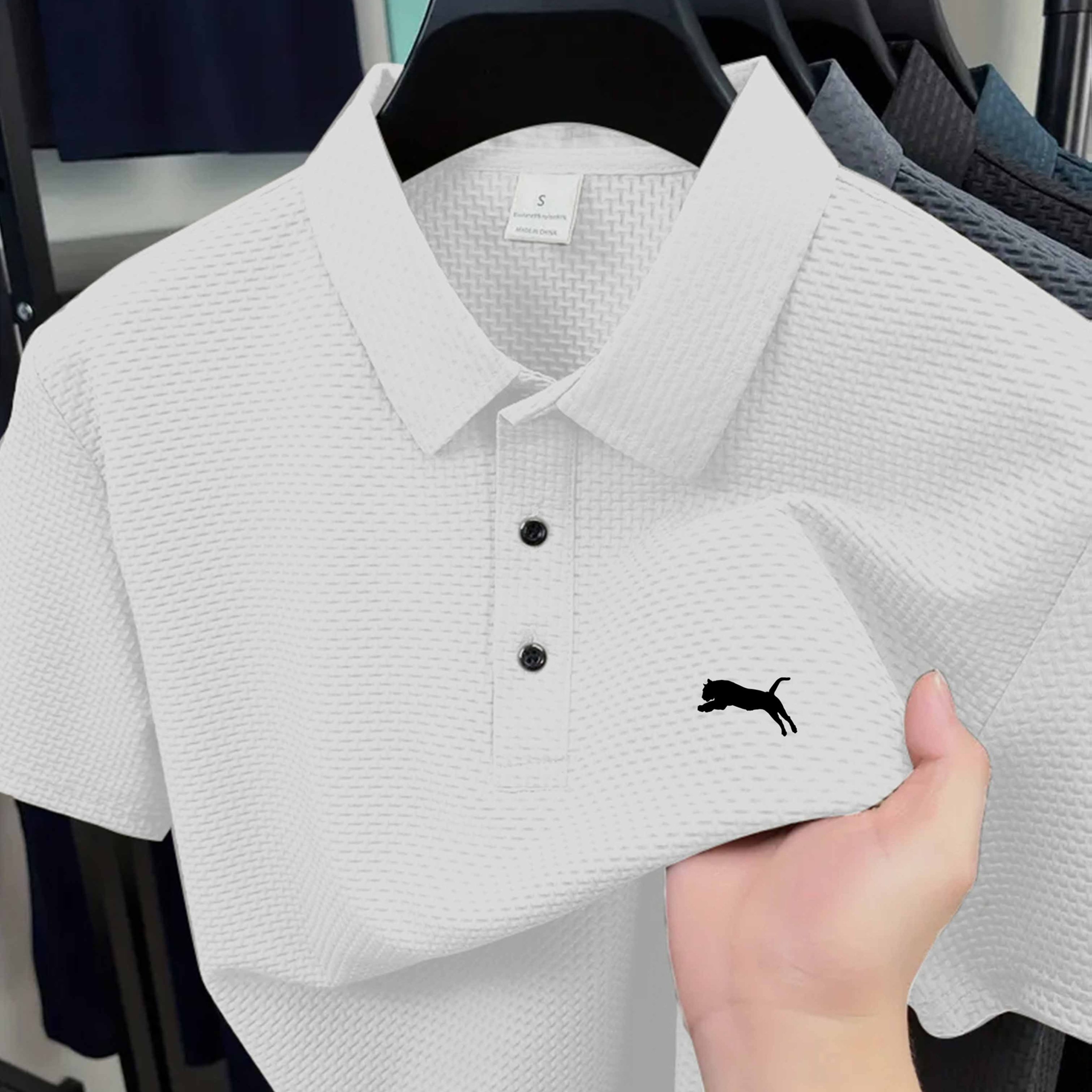 Image of S135 Leopard Print Middle Eastern Men's Comfortable T-shirt Breathable Casual Men's Business Casual Shirt