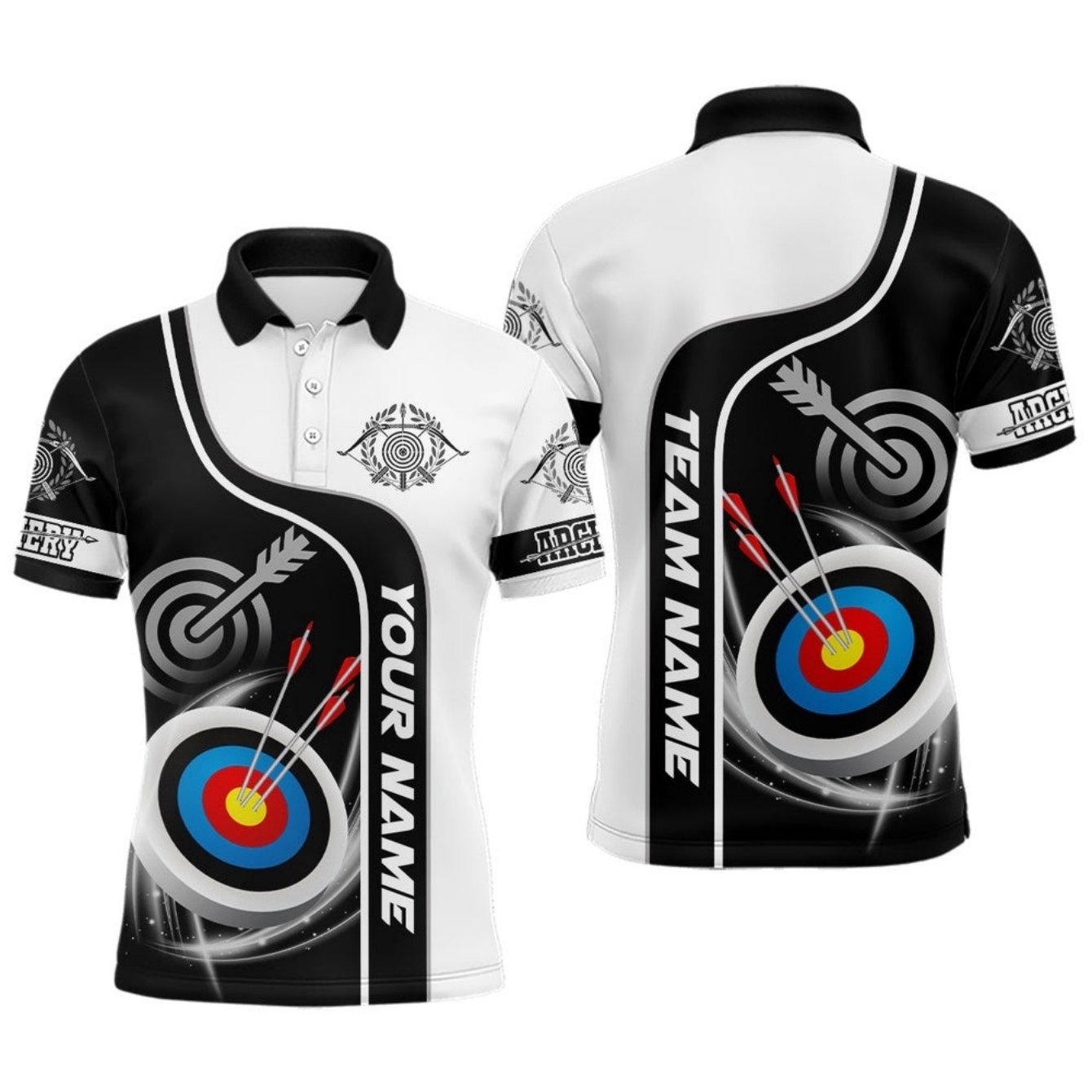 TEMU Polo personnalisés pour passionnés de tir à , avec un motif imprimé d'arrows et de cibles, durables et élégants pour une tenue décontractée