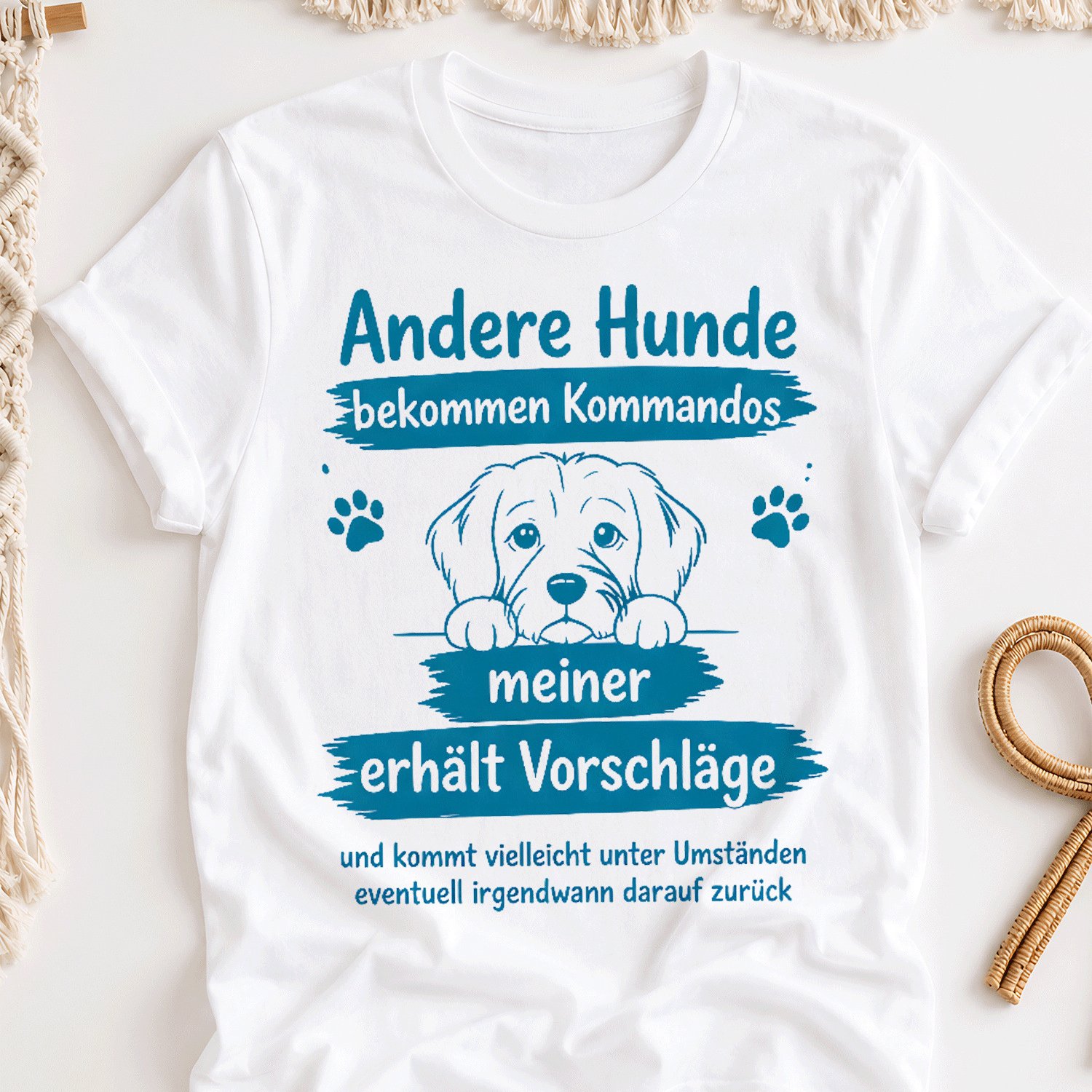 Image of Funny Dog Owner T-shirt - "other Dogs Get Commands" Retro Y2k Oversized Unisex Tee Suitable For , Baggy Streetwear With , Machine Washable For - Casual Wear