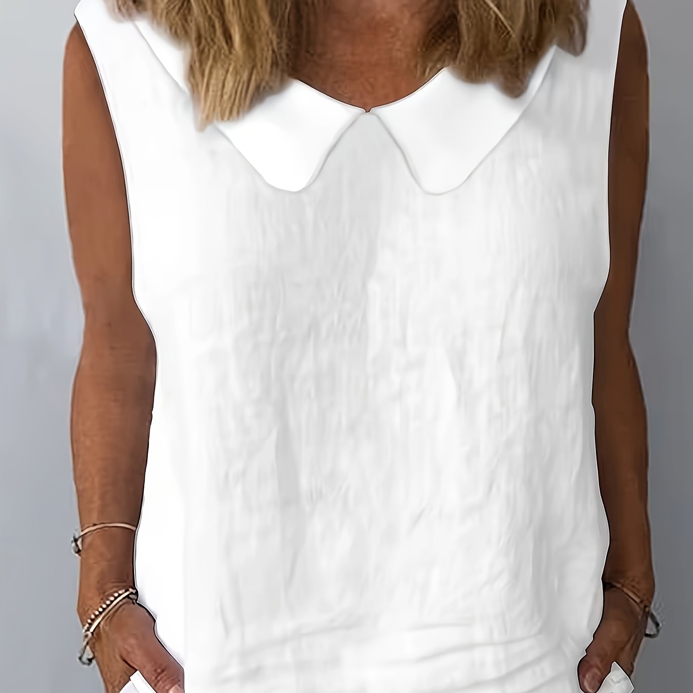 Plus Size, Women's Loose V-neck Sleeveless Pullover Vest - Breathable Summer Casual Top, Machine Washable Solid Color, Stylish Design, 100%