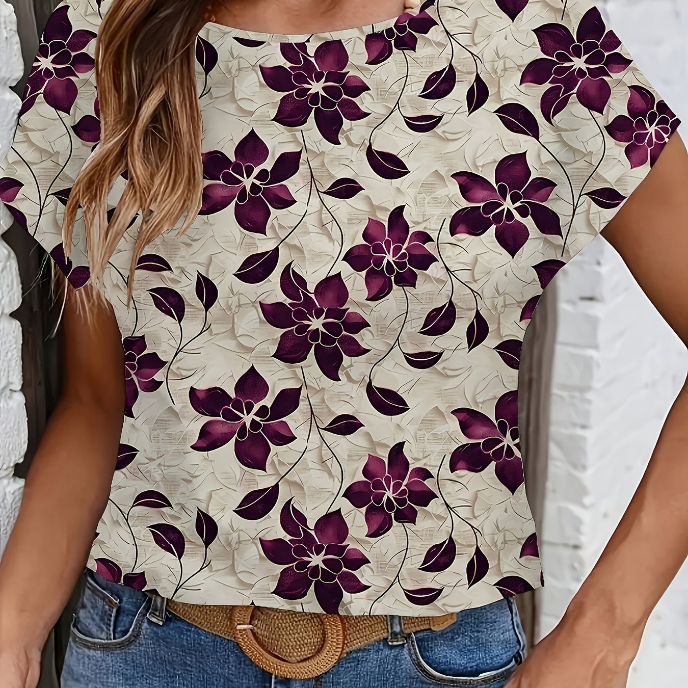 TEMU Women's Casual Elegant Short-sleeve Shirt With A Easy And Stylish Print