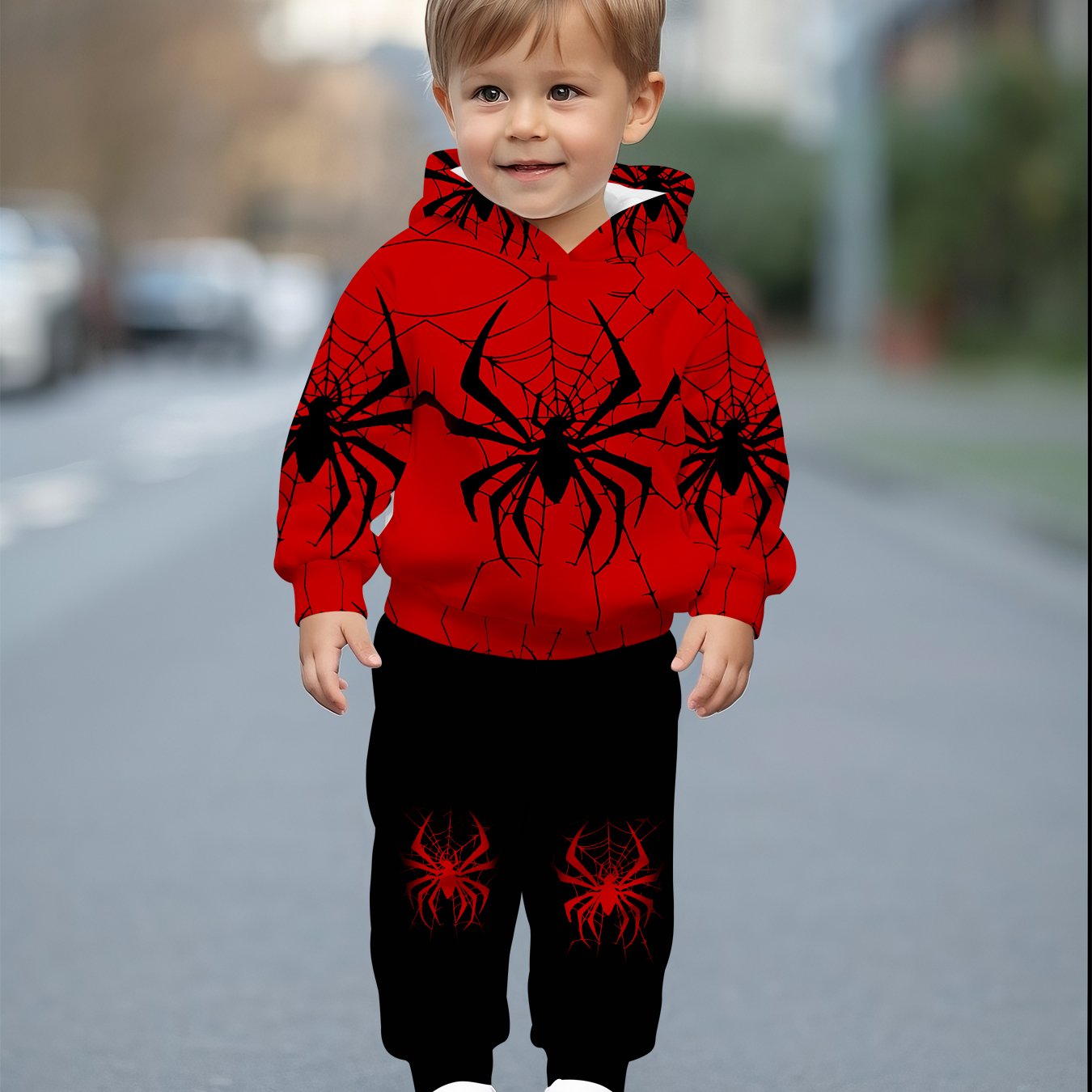 TEMU Spider Prints Children's Suit Set Spring And Autumn Sets Boys' Sets Outdoor Sports Casual Sets Hooded Sweatshirt Sets Cartoon Anime 2piece Sets