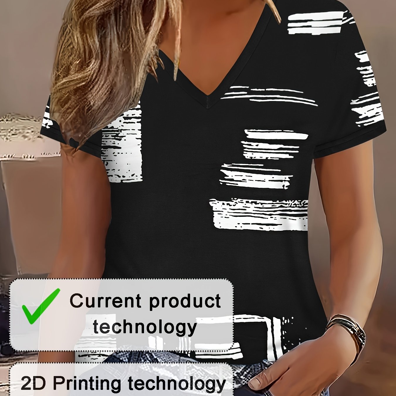 E-shop 2D Gedrucktes Elegantes Urlaubs-Abstraktgemälde Farbblock Unregelmäßige Streifen Geometrisches Muster Vollflächiger Druck Atmungsaktives