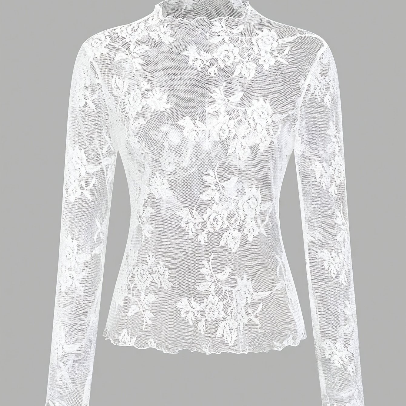 Lace Hollow-out Long Sleeve Top