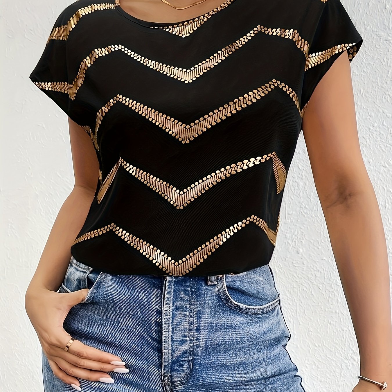 E-shop Damen Frühjahr/Sommer Rundhals Casual Elegantes Fledermausärmel T-Shirt | Ideal für Dates, Partys