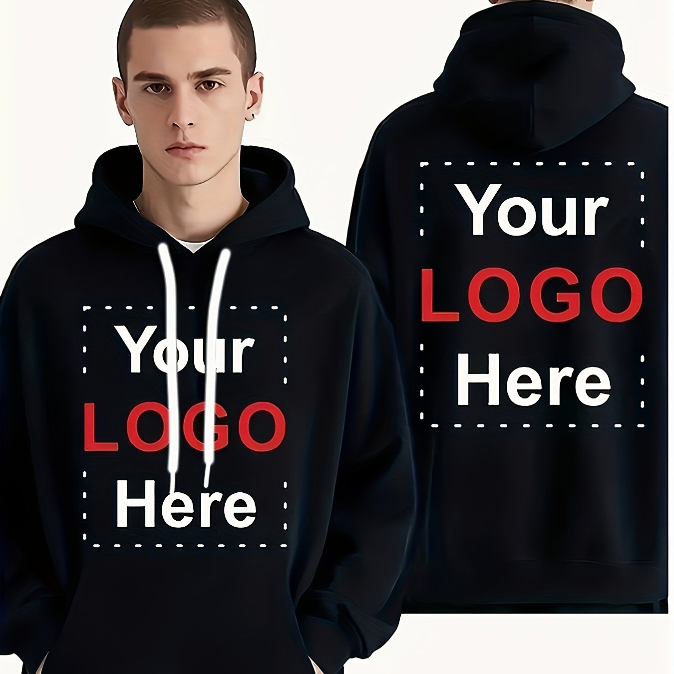 TEMU Custom Men's Hoodies - Personalized Design On The Front And Back, Featuring Logos, Photos, And Text - Made From Soft Fabric With A Loose Fit,