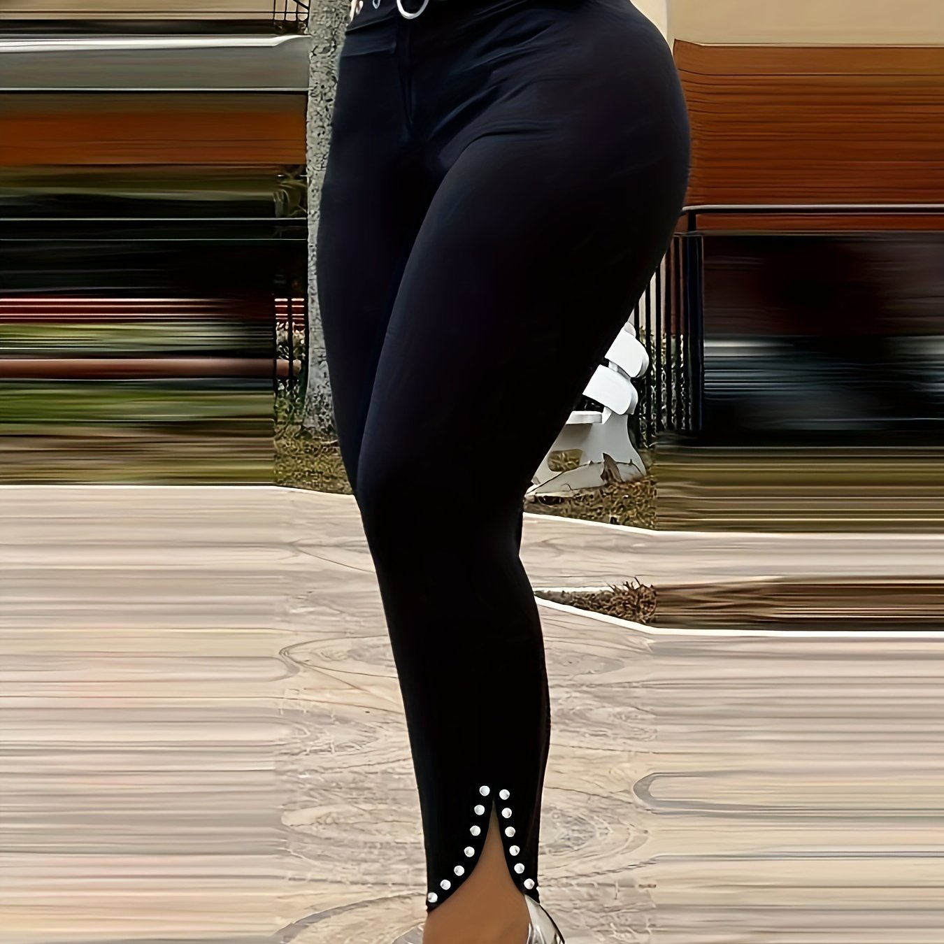 E-shop Gürtelschnalle High-Waist Ösenhose, Slim-Fit Hose, Vielseitige Neue Stil Kleidung