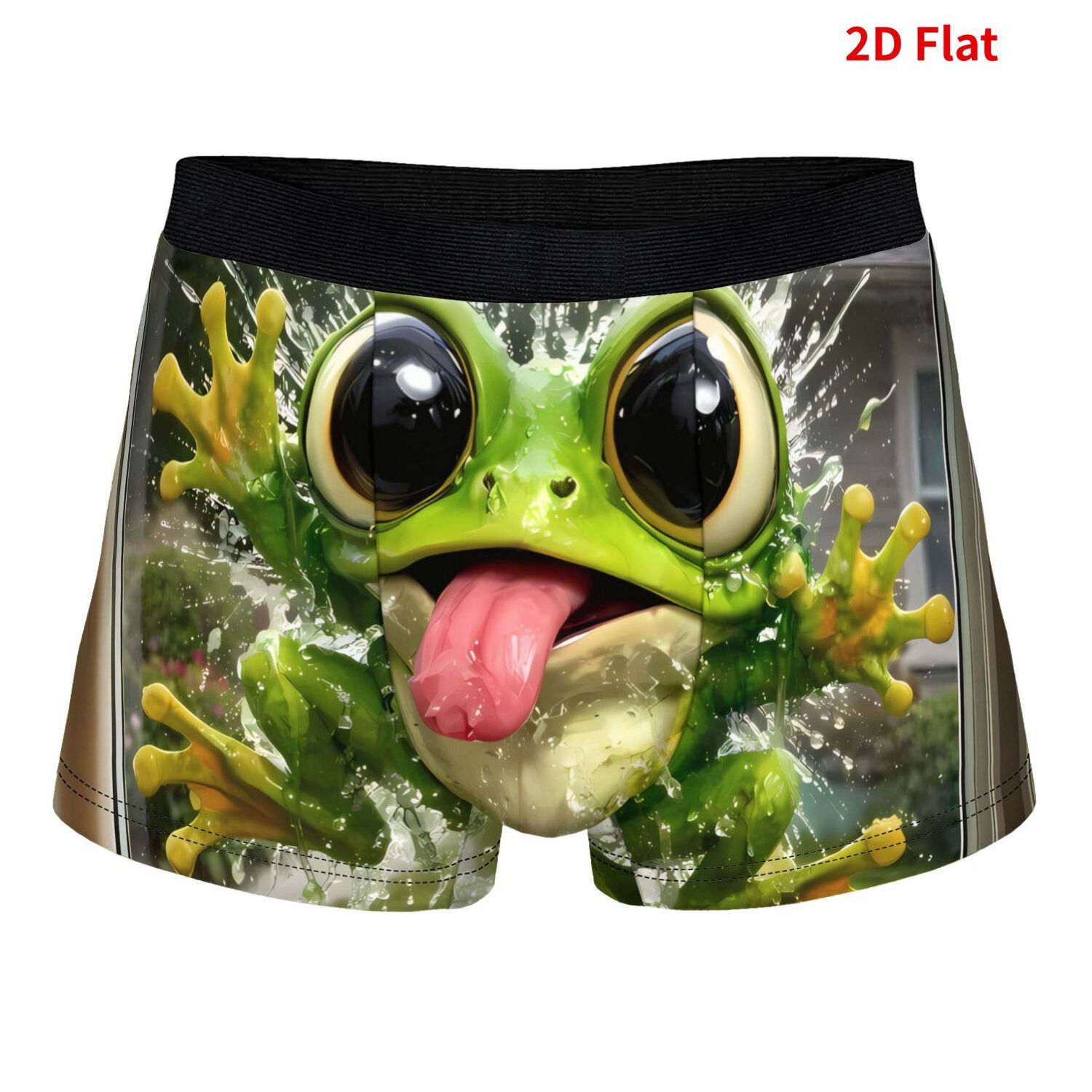 TEMU 2d Print Design Frog Window Splash Polyester Underwear Men's Breathable Boxer Shorts Comfortable Daily & Casual Wear