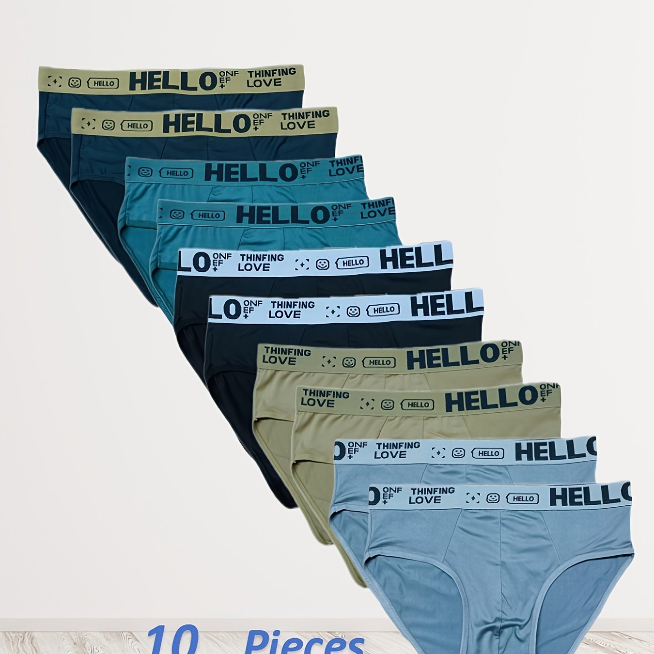 10pcs Men's Athletic Comfortable Hello Triangle Panties