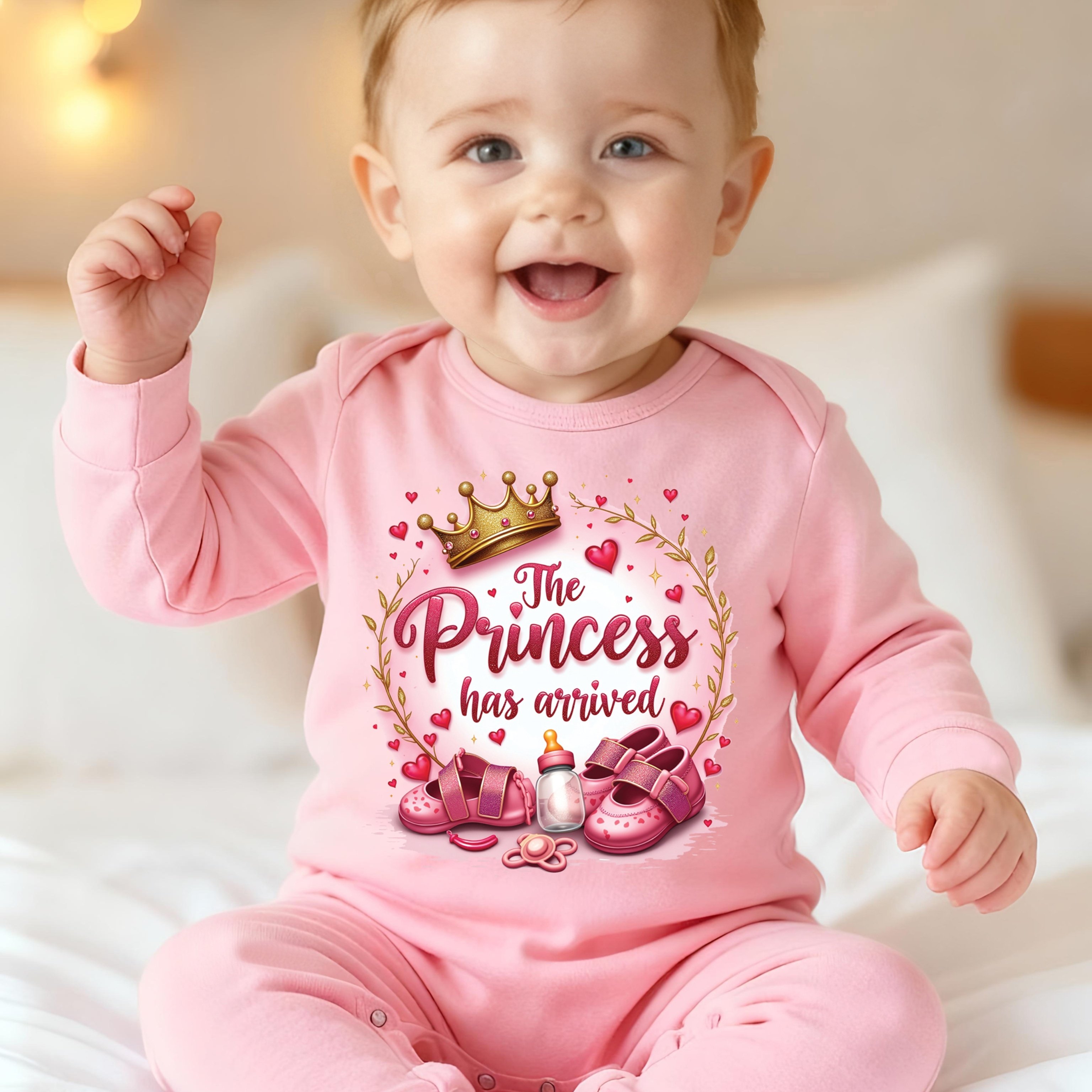 Image of Has " Newborn Footie Romper With "e" Letter Print, Children's Sock-footed Crawling Suit, 1pc Bodysuit, Pregnancy Gift, Perfect For Outdoor, Baby Shower Gifts