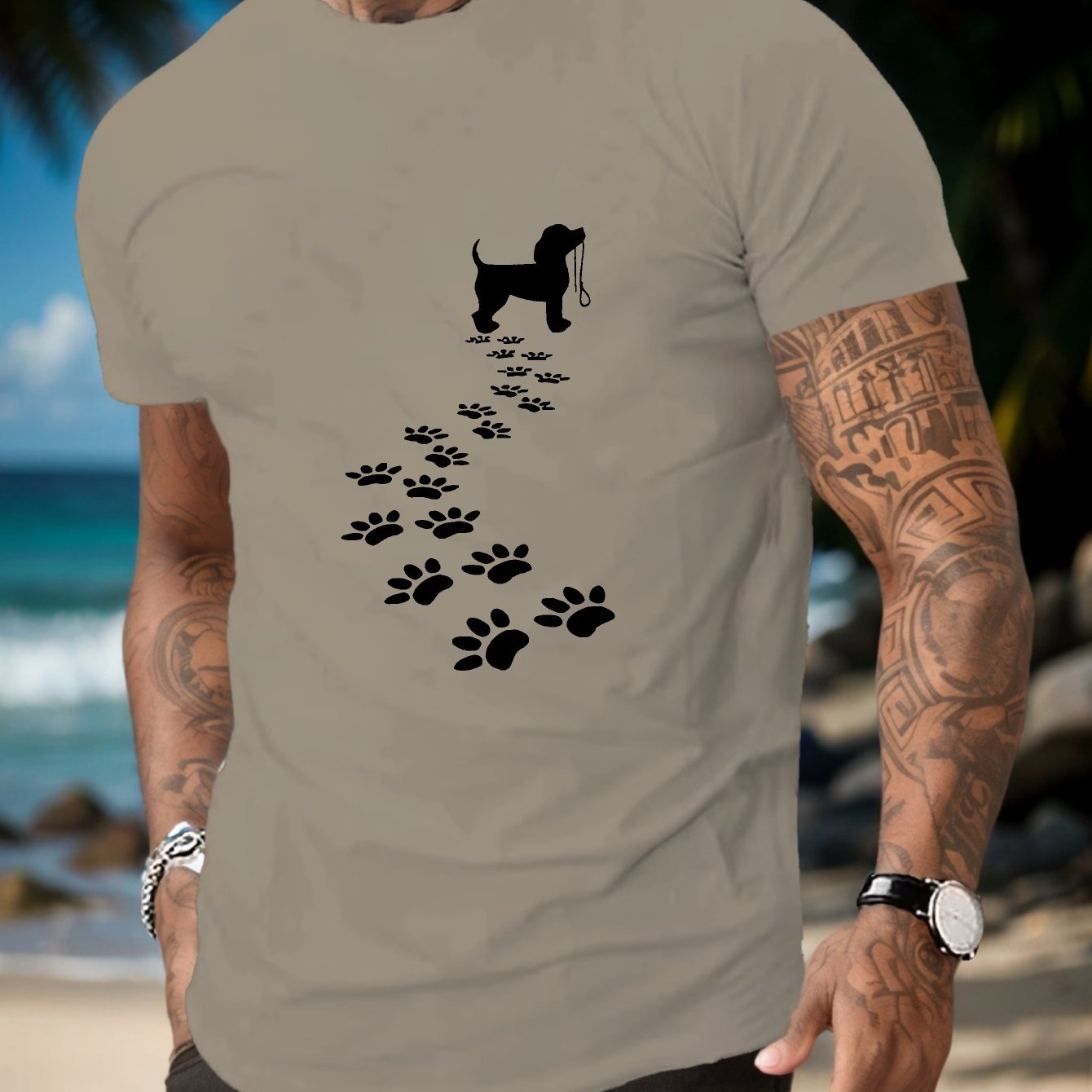 TEMU Paw Men's Short Sleeve T-shirt Summer T-shirt Top