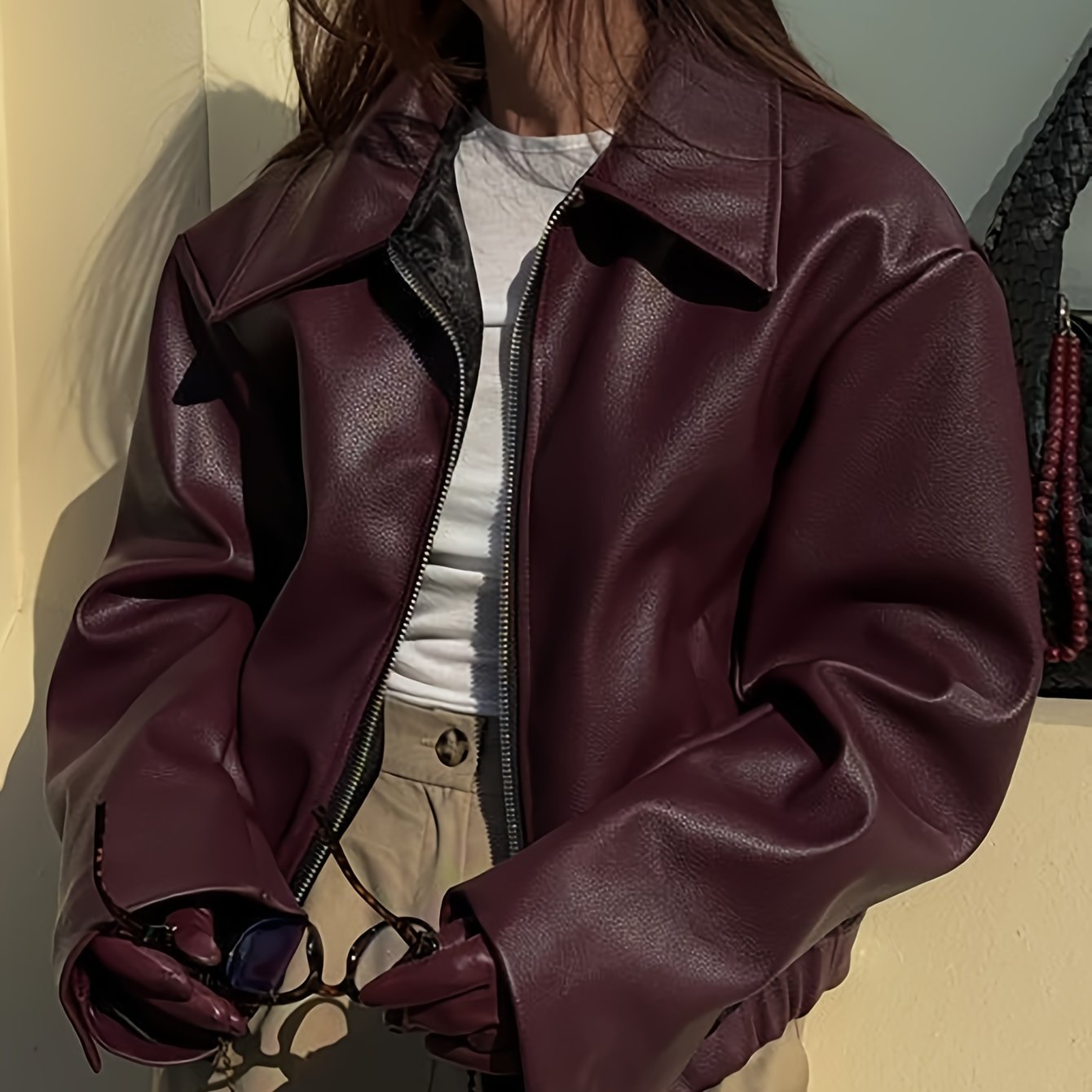 Fashionable Casual Vintage Motorcycle Women's Pu Jacket