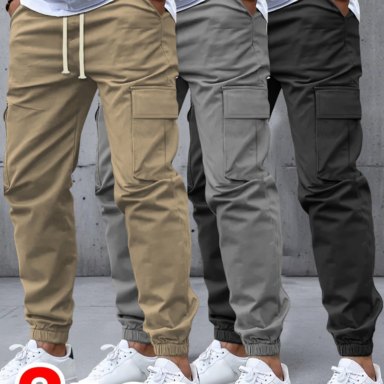Men'-pc Cargo Pants, Solid Color Multi-, Casual Outdoor Sports Long Pants, Suitable For Spring, Summer, And Autumn