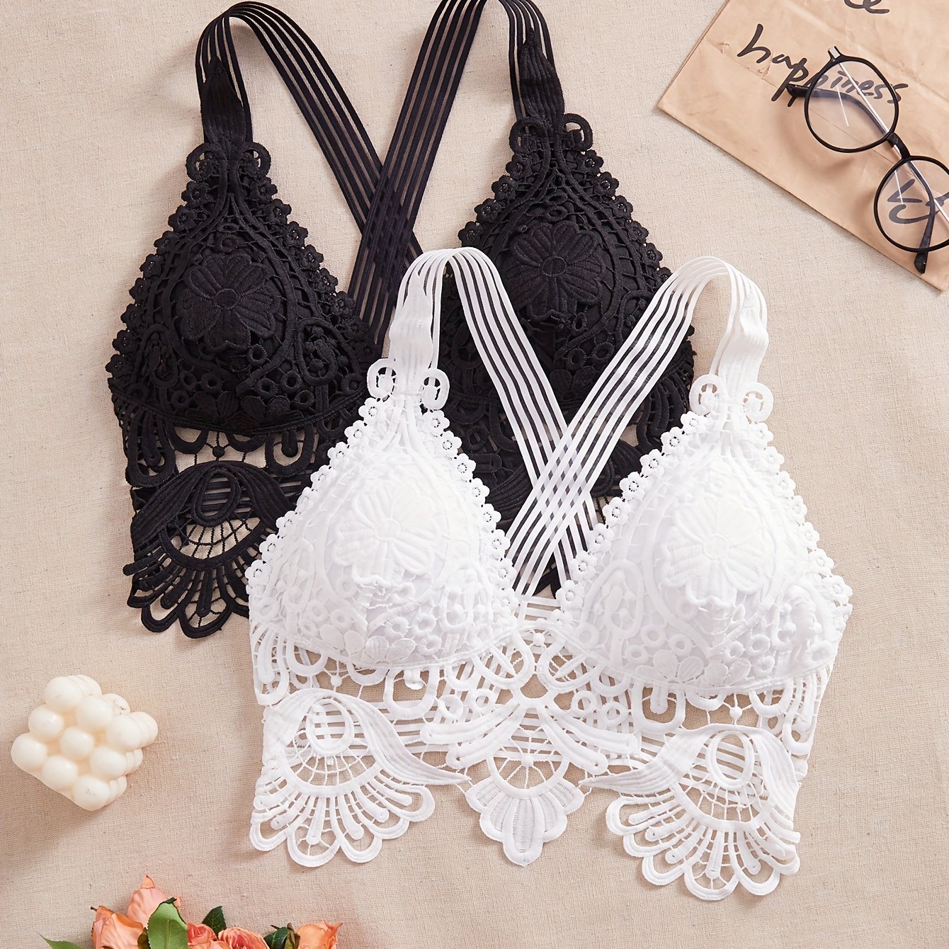 2pcs Black And White Combination Casual Backless Top