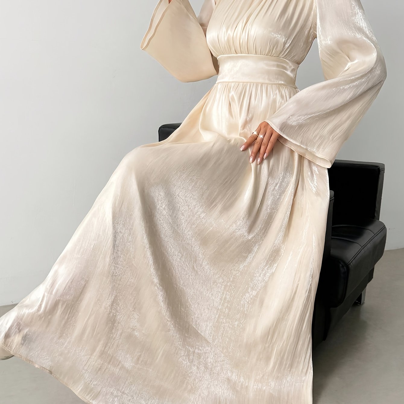 Women's Fashion Elegant Collar Long Sleeve Maxi Dress