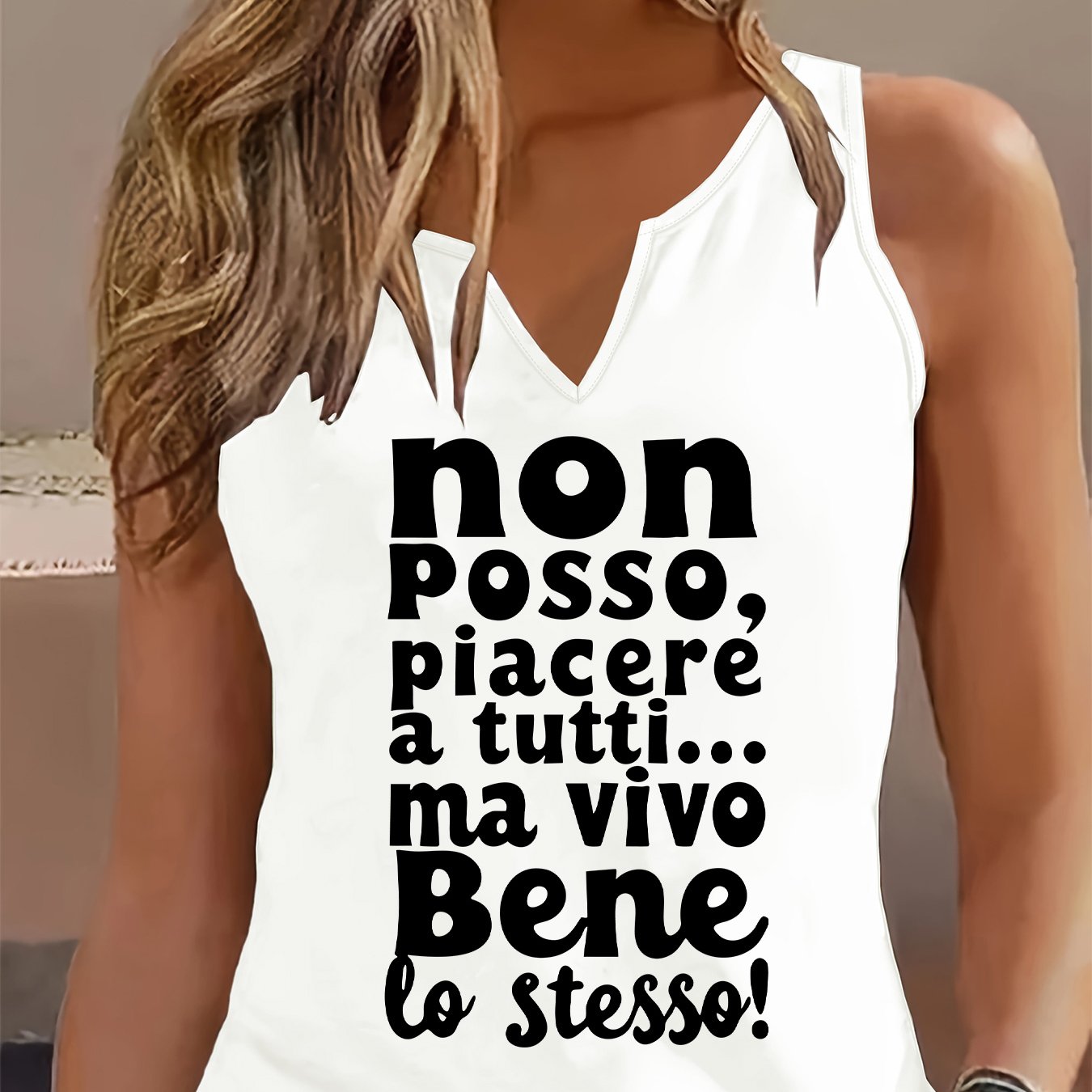 TEMU Graphic Print Tank Top, Sleeveless Casual Top For Summer & Spring, Women's Clothing