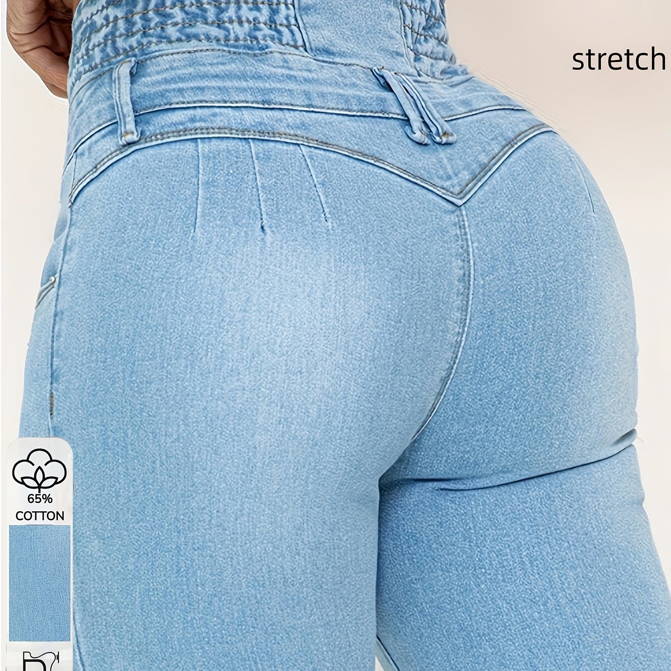 Image of High-waisted, Hip-lifting, Sexy, Fashionable, Elastic, Denim, Skinny, Small-leg, Long Pants