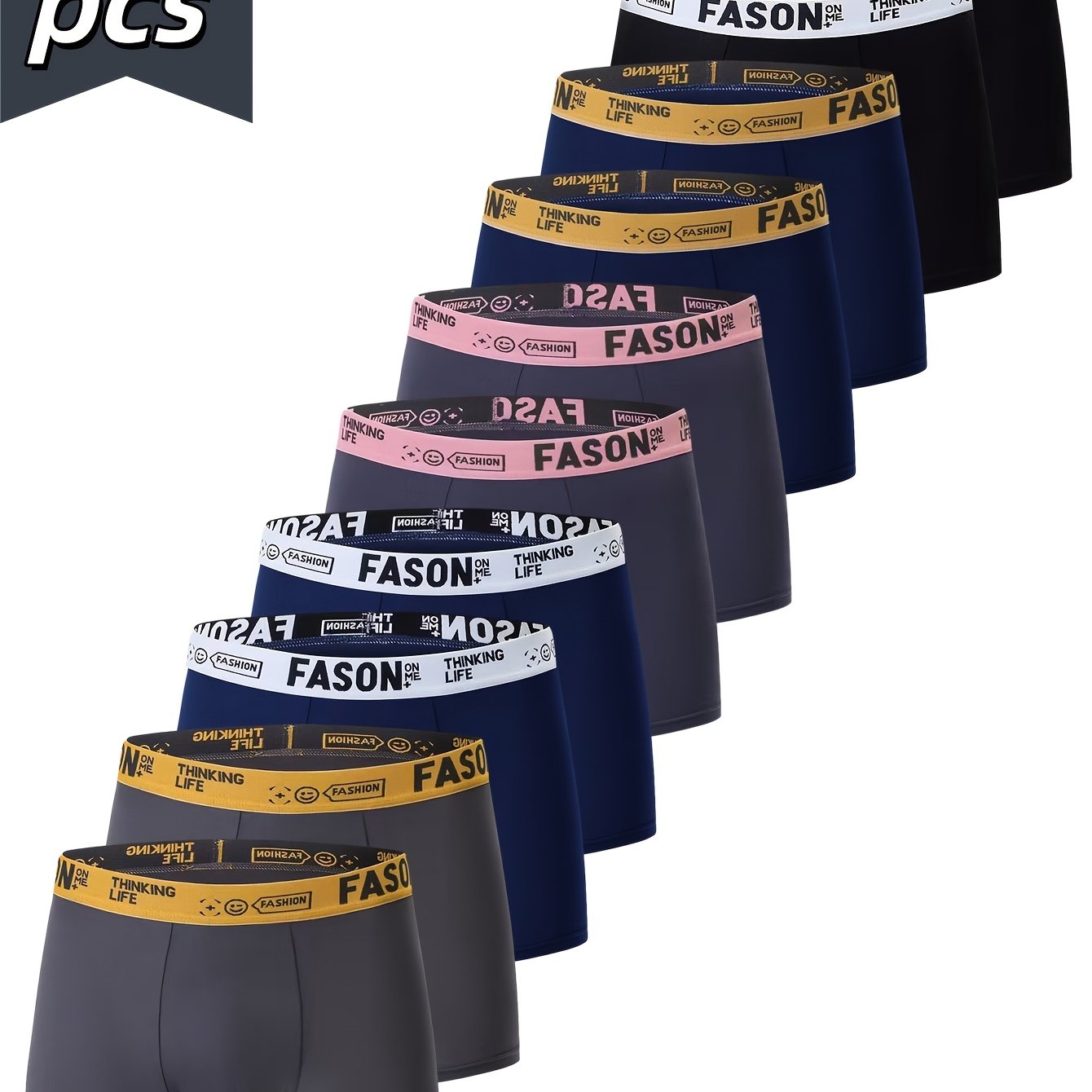 TEMU 10pcs Men's Printed Flat Corner Underwear, Fashionable, Breathable, And Comfortable Boxer Briefs, Quick Drying Sports Underwear, Suitable