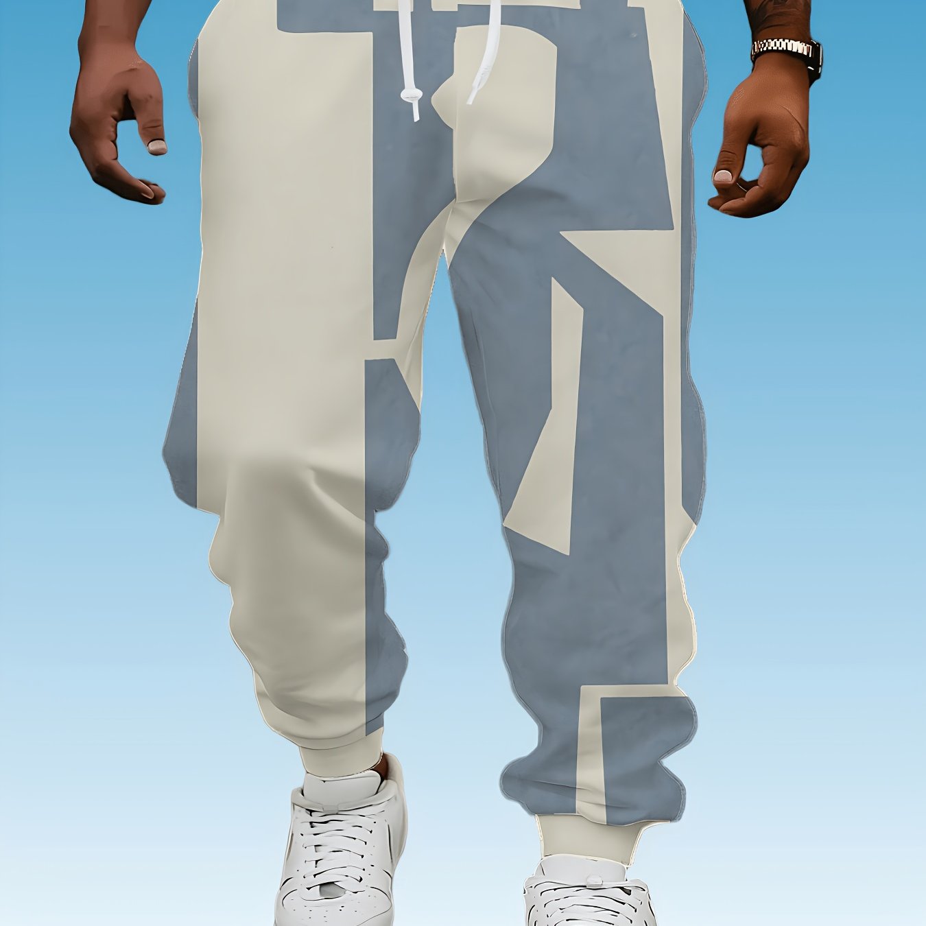 TEMU Fashionable Men's 3d Pattern Printed Sports Pants With Drawstring And Pockets, Comfortable Casual Long Pants