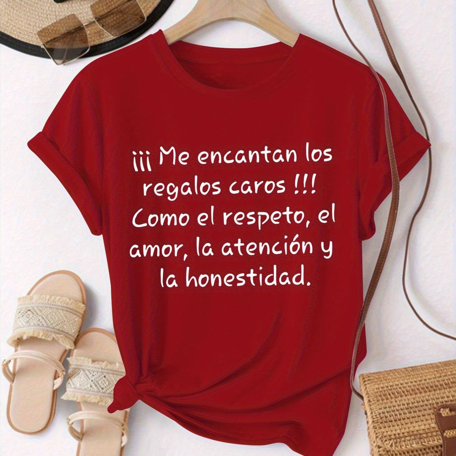 TEMU Camiseta de manga corta para mujer, y cómoda, con cuello acanalado y costura en los hombros, para usar en y verano