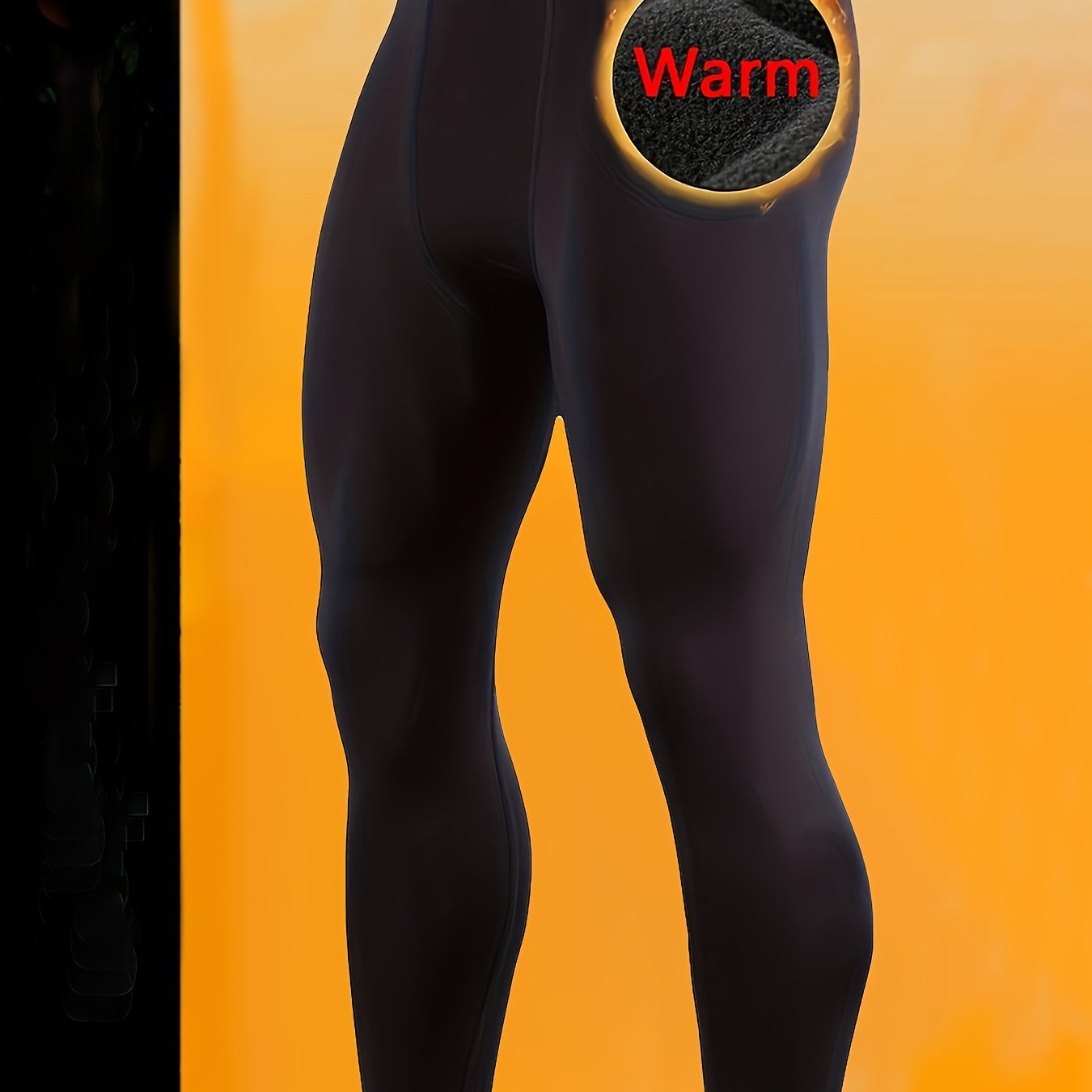 Image of Men's Thermal Winter Training Pants With - High-elasticity For Skiing, Running, Gym & Outdoor Sports - Warm Athletic Wear Suitable For,, - Machine Washable Solid Color Winter Pants