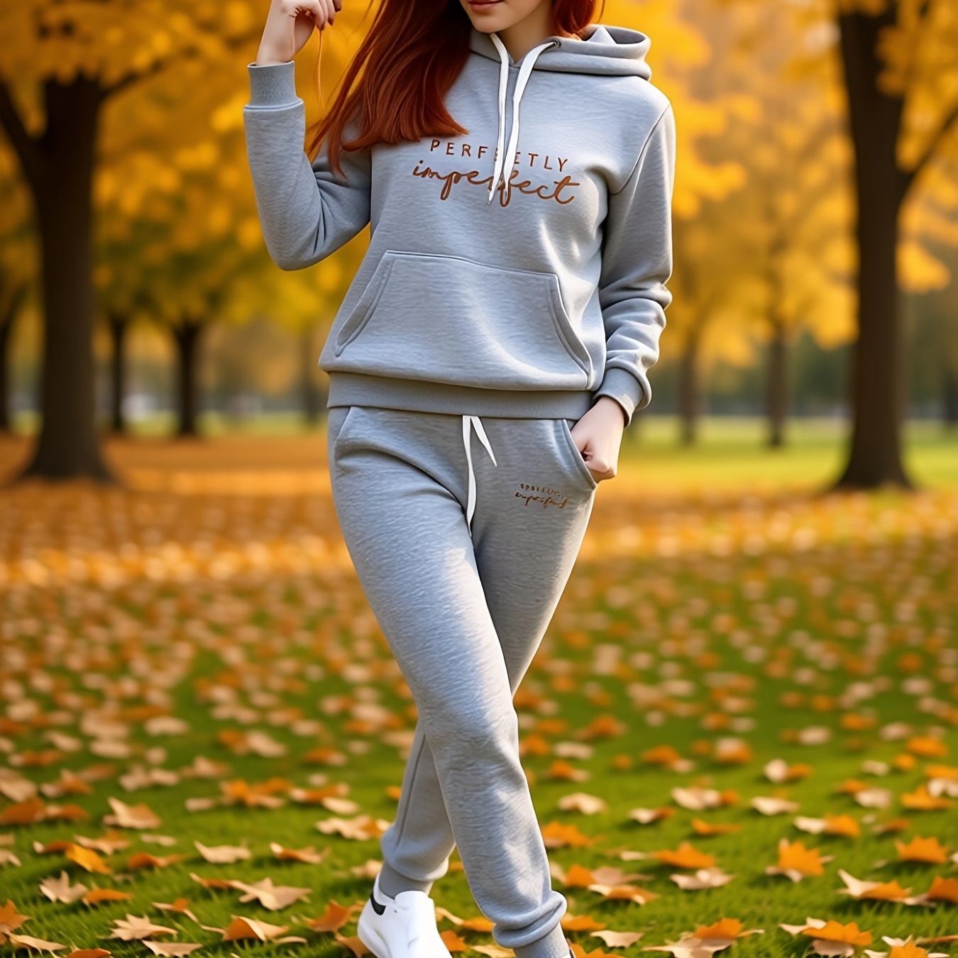 Image of Xlmaa05 European And Suit Casual Women's Clothing Autumn And Winter Warm Hoodie With Fleece Printed Casual Sports