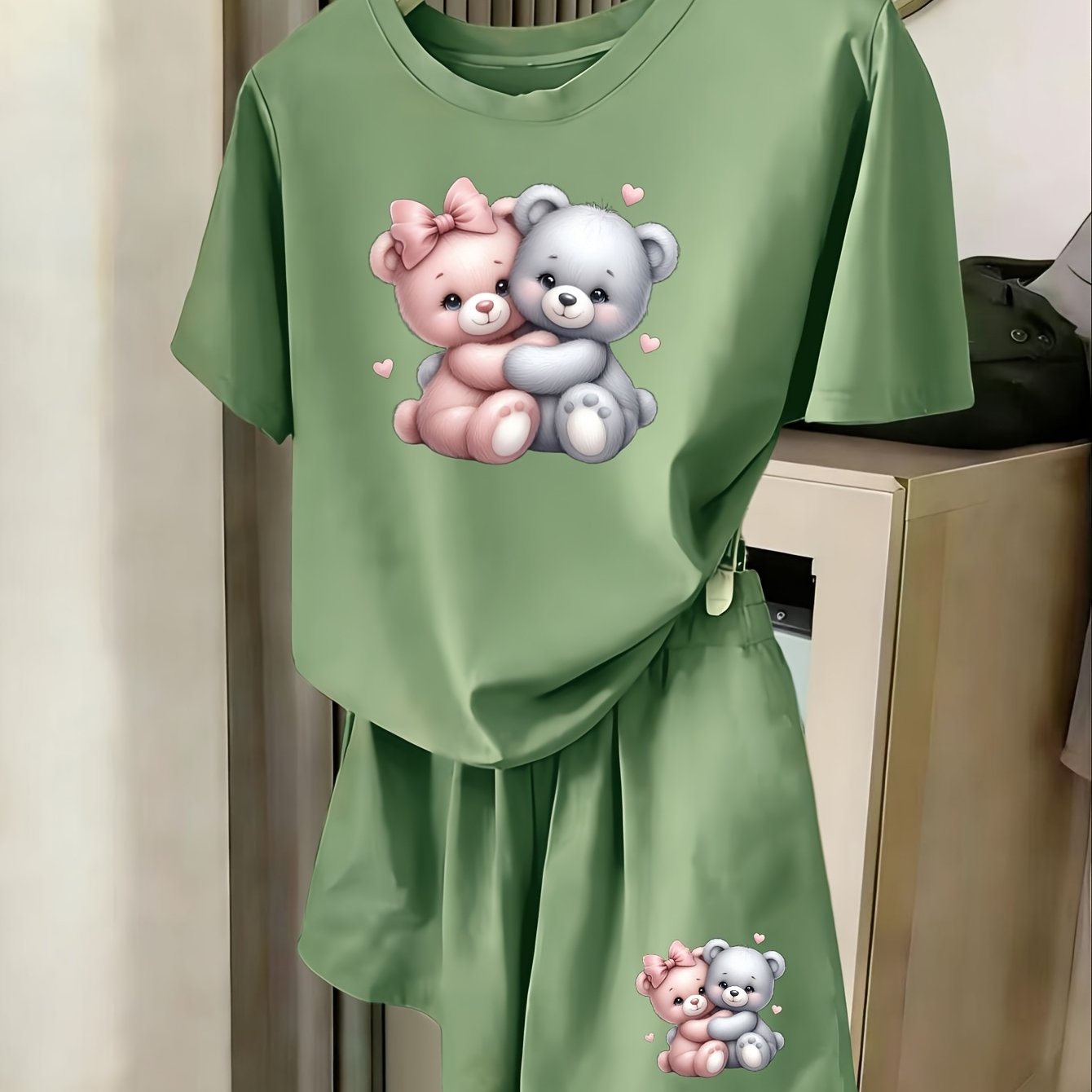TEMU Adorable Pajama Set For Featuring A Pattern Of Cuddly , Use By And Teens, Embodying A And Fun Aesthetic., For Teenager, For Teenager