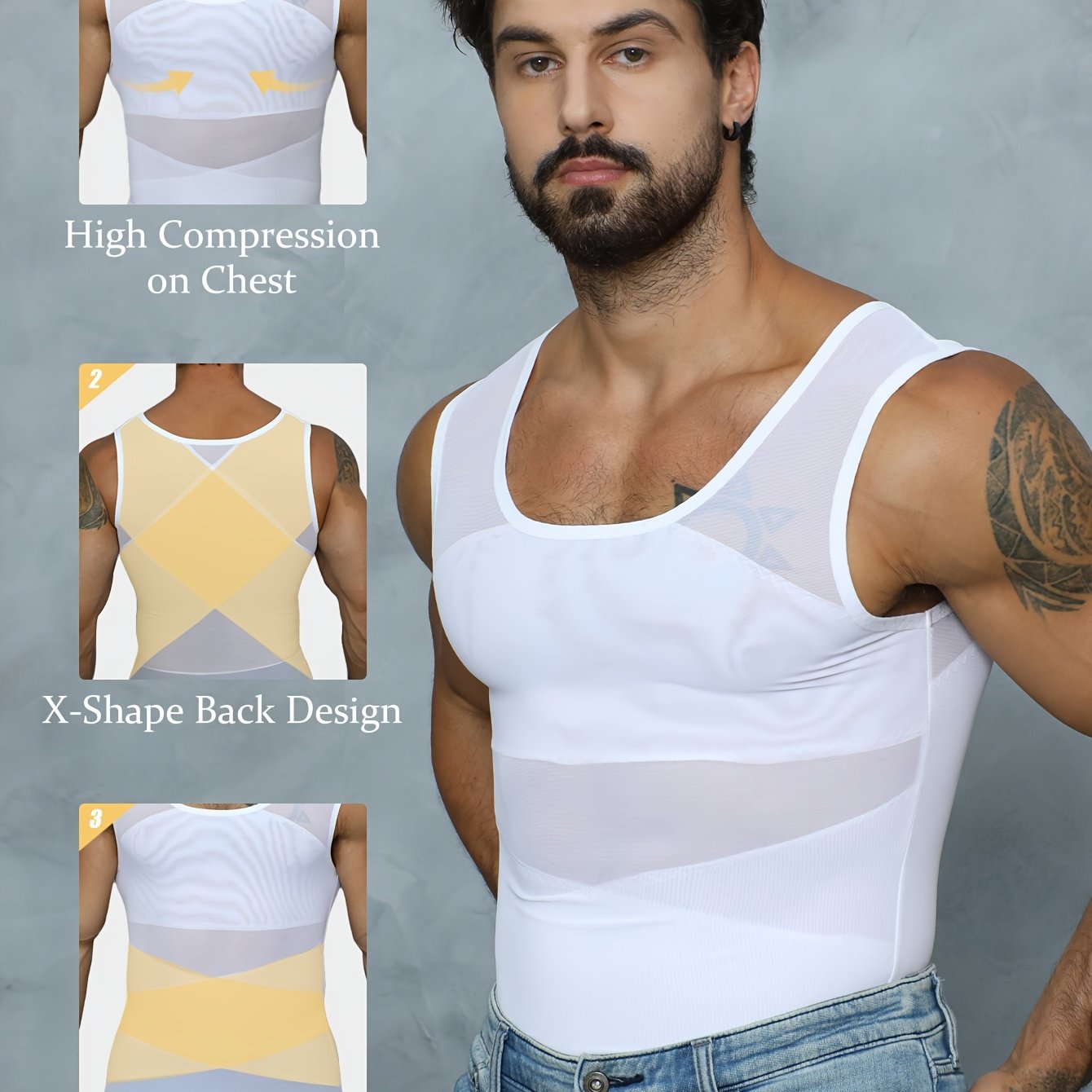TEMU Men's Abdominal Fat Shaping Vest - Ultra-thin Breathable Slimming Vest, Post- Recovery, Seamless Invisible Underwear, Men's Cool Workout Shaping