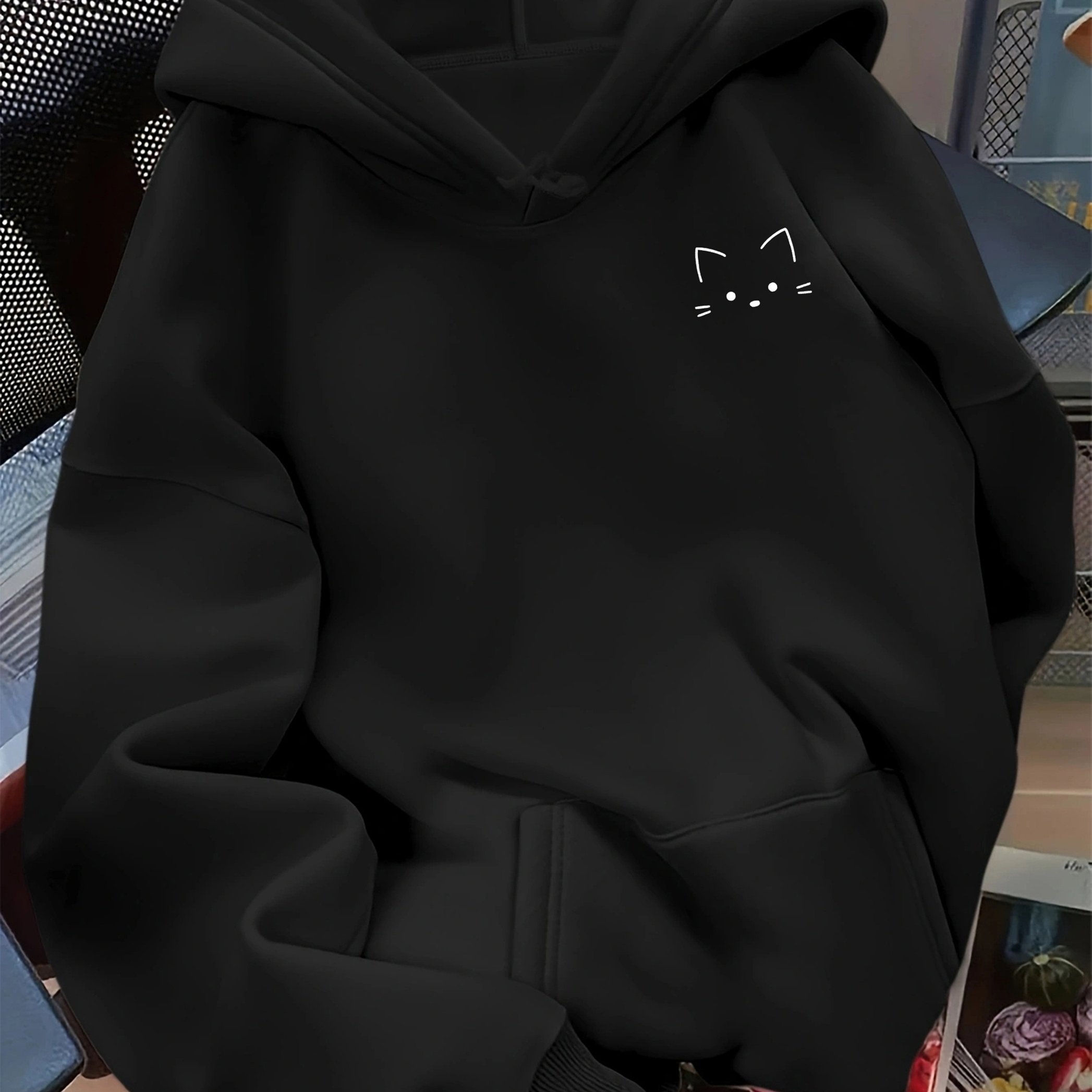 TEMU Women's Cute Cat Printed Design Hooded Sweatshirt