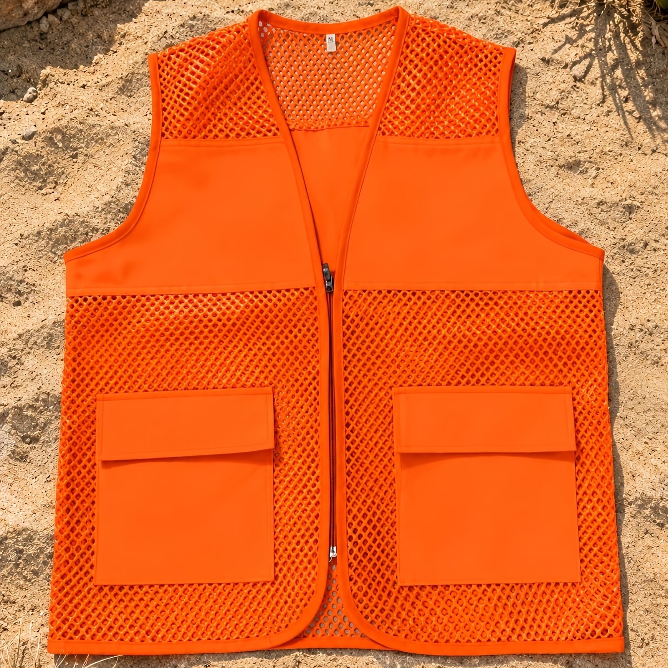 TEMU Single Pc Universal Orange Mesh Vest Breathable Net Surface Regular Fit