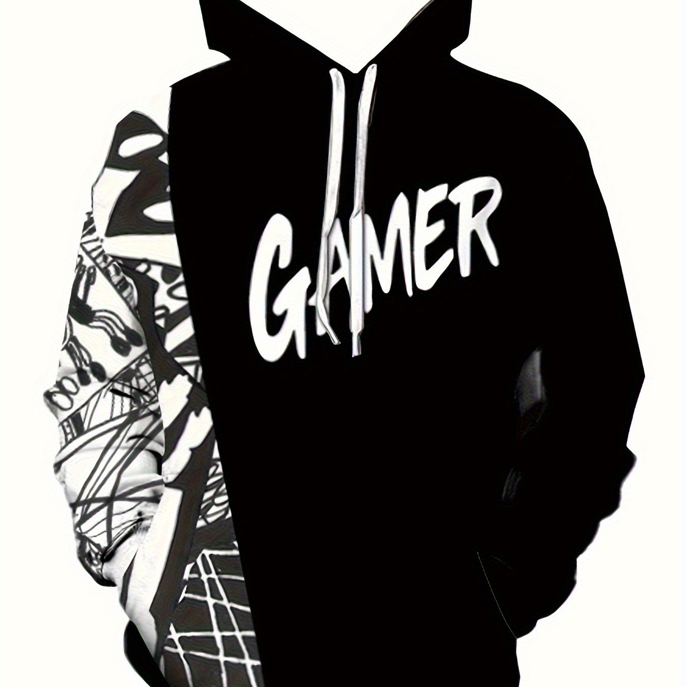 TEMU Gamer Hoodie- Men's Fashion Casual Knitted Autumn 2024