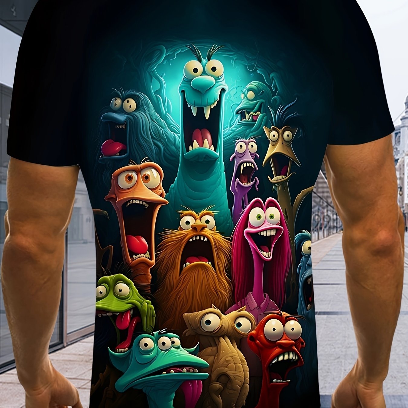 TEMU [printed Design - Not Textured], Men's T-shirt, Casual Crew Neck Short Sleeve Tee, Regular Fit, Summer Fashion, Perfect For Daily Wear And